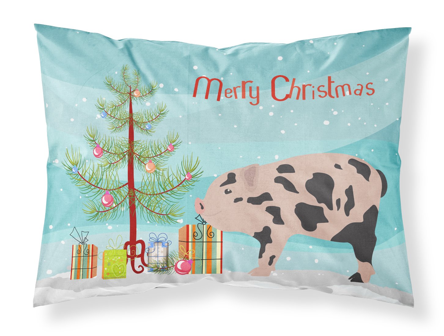 Mini Miniature Pig Christmas Fabric Standard Pillowcase BB9302PILLOWCASE by Caroline's Treasures