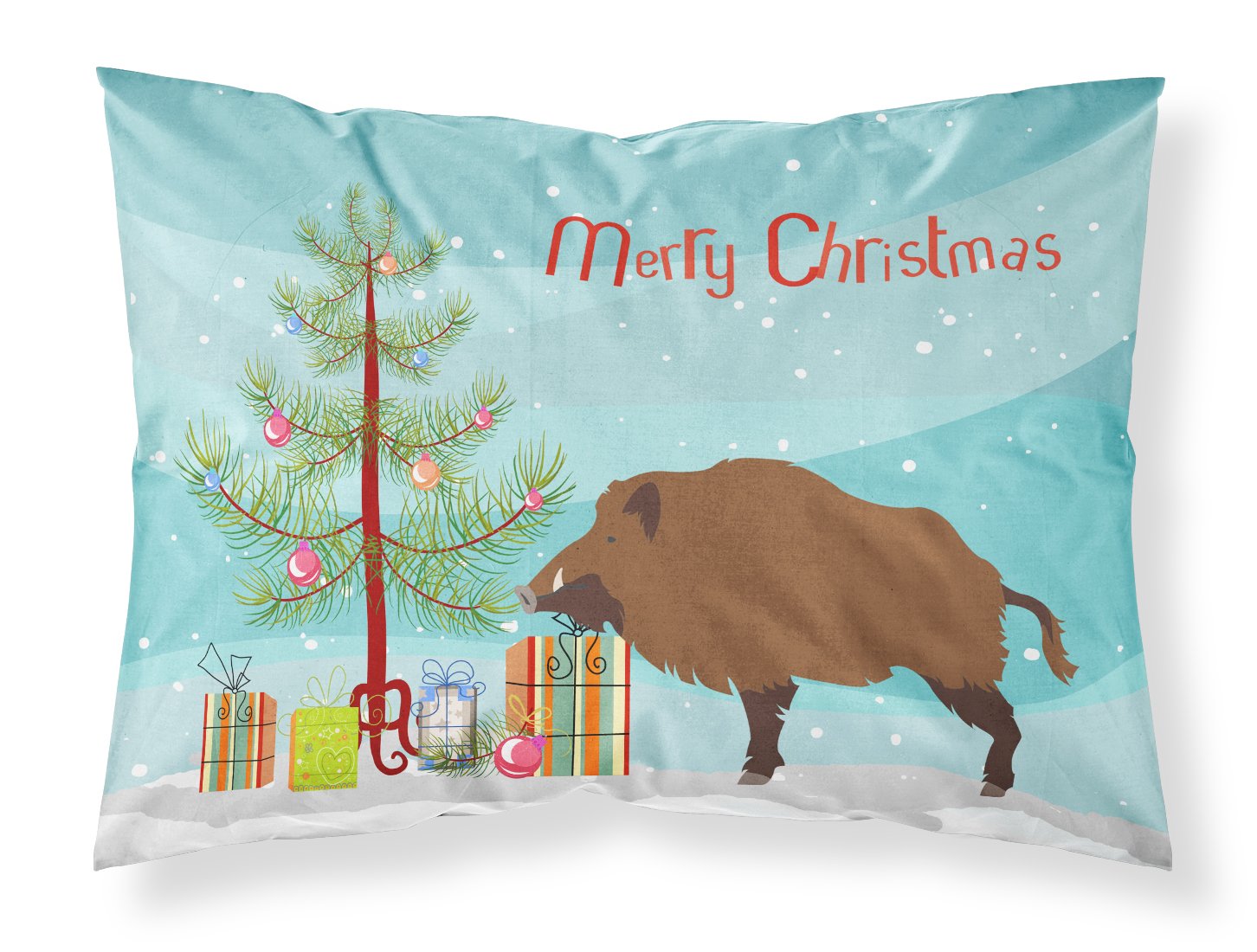 Wild Boar Pig Christmas Fabric Standard Pillowcase BB9303PILLOWCASE by Caroline's Treasures