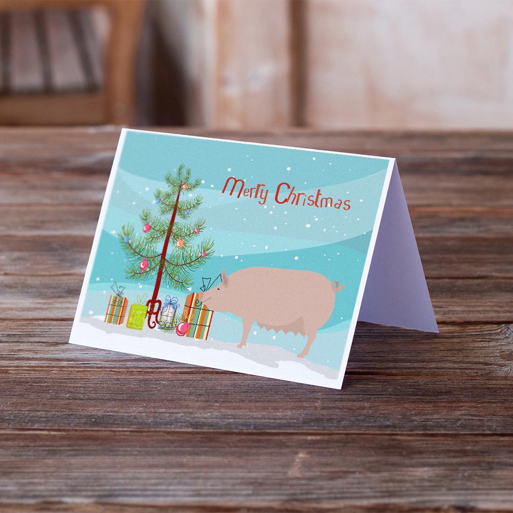 Buy this English Large White Pig Christmas Greeting Cards and Envelopes Pack of 8