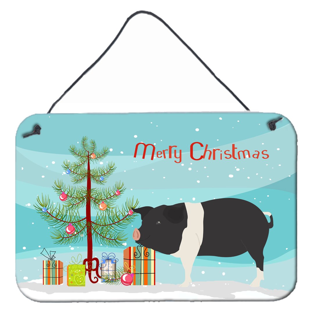 Hampshire Pig Christmas Wall or Door Hanging Prints BB9306DS812 by Caroline's Treasures