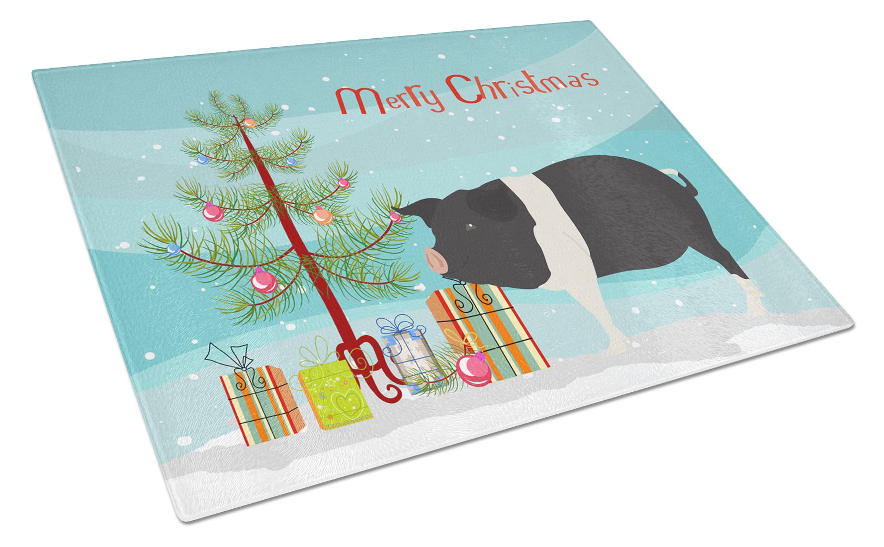 Hampshire Pig Christmas Glass Cutting Board Large BB9306LCB by Caroline's Treasures