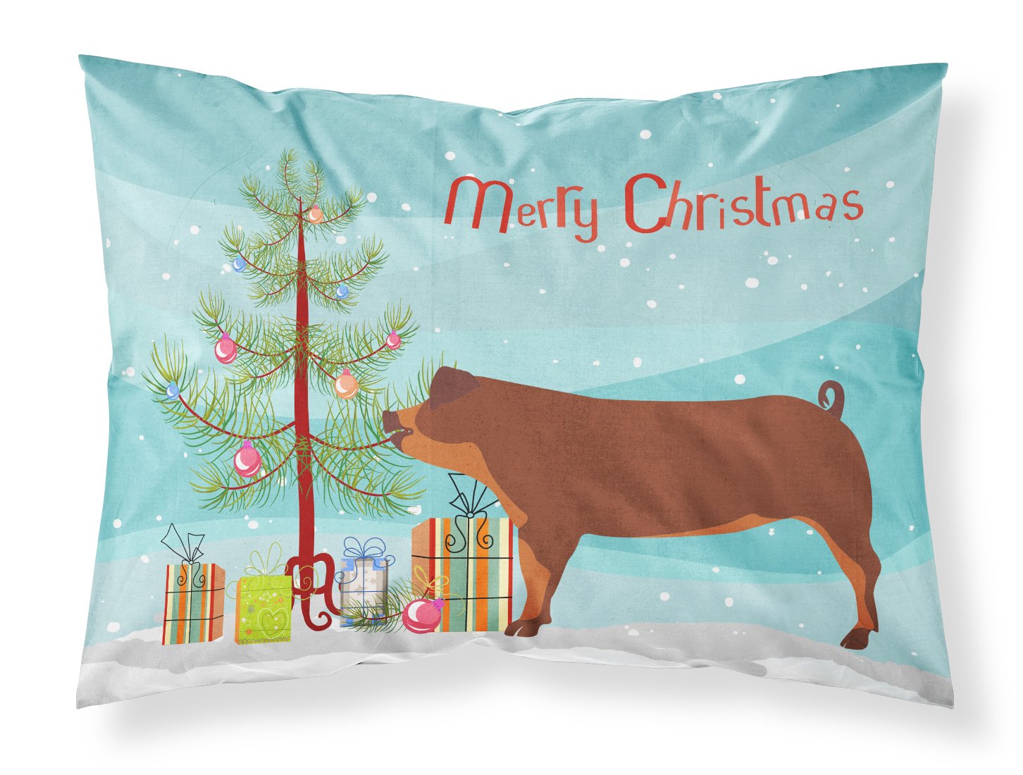 Duroc Pig Christmas Fabric Standard Pillowcase BB9309PILLOWCASE by Caroline's Treasures