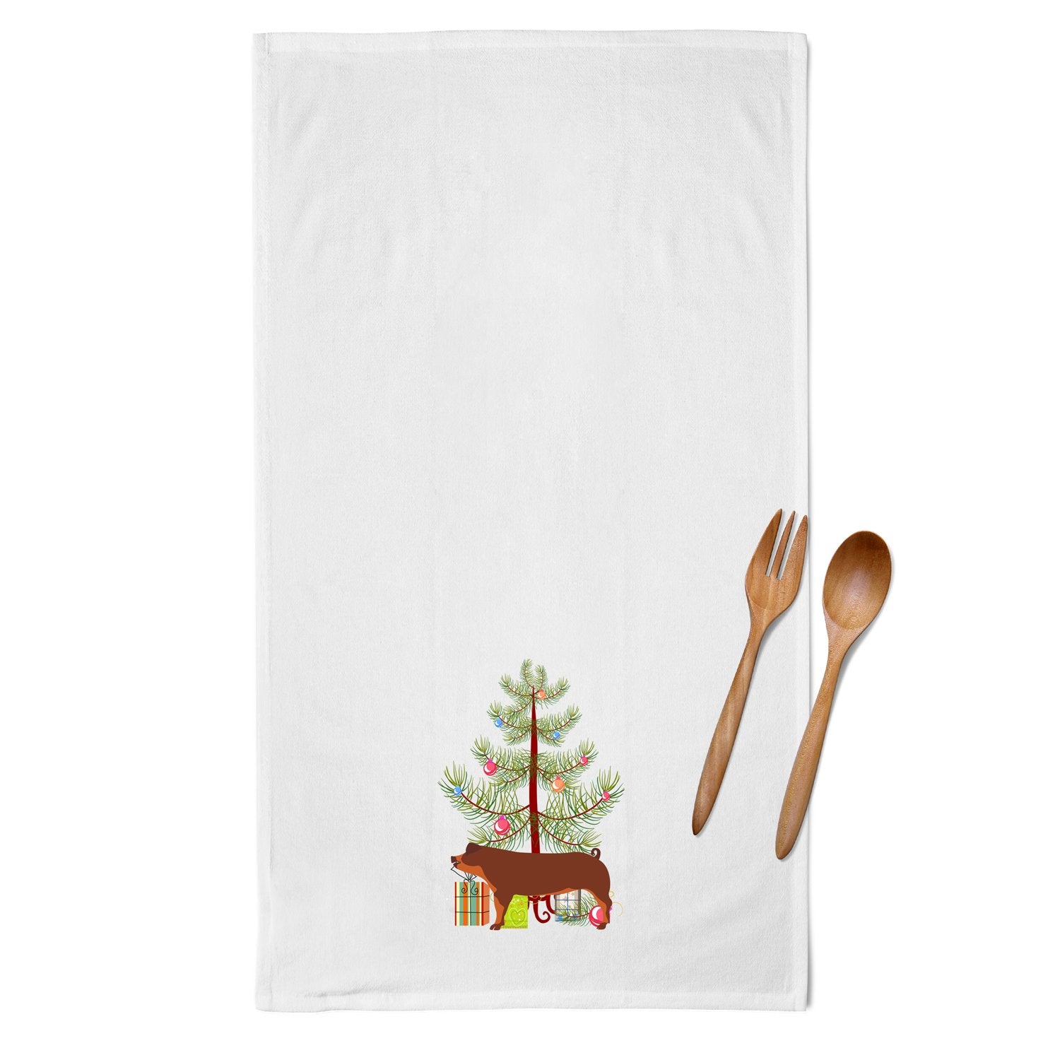 Duroc Pig Christmas White Kitchen Towel Set of 2 BB9309WTKT by Caroline's Treasures