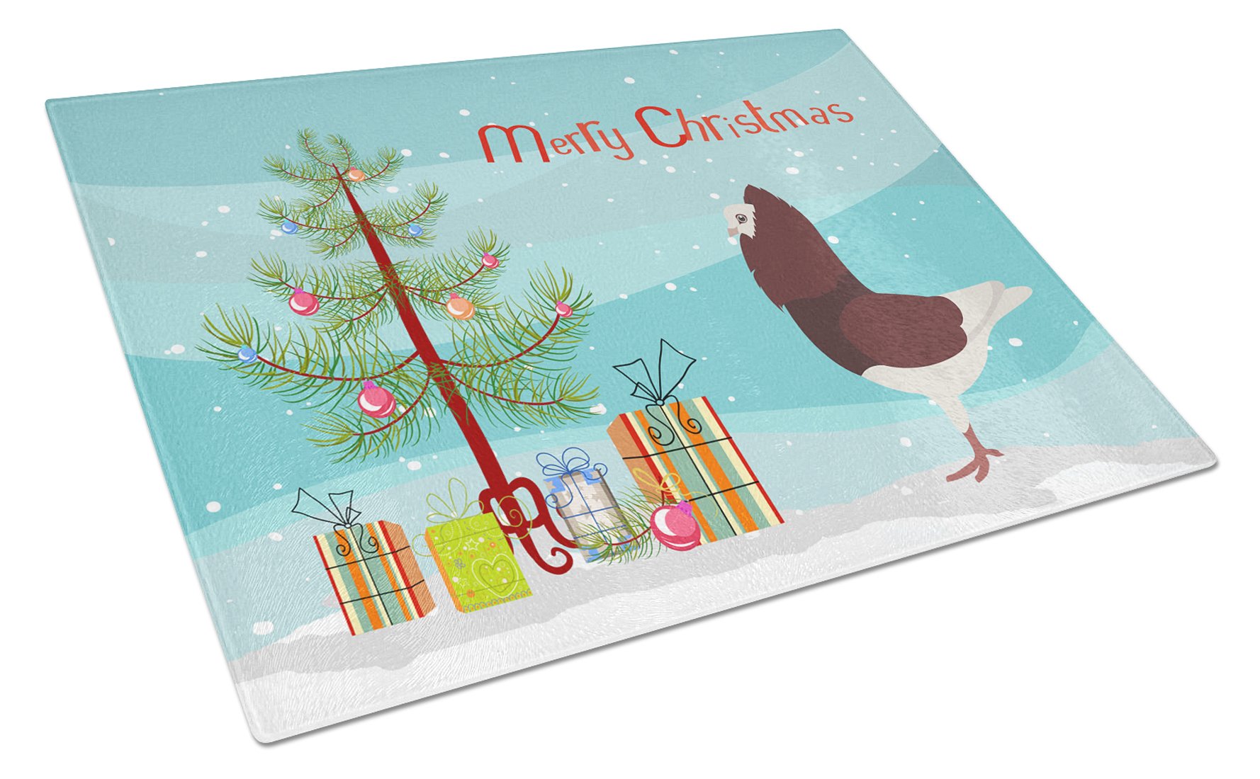 Capuchin Red Pigeon Christmas Glass Cutting Board Large BB9315LCB by Caroline's Treasures