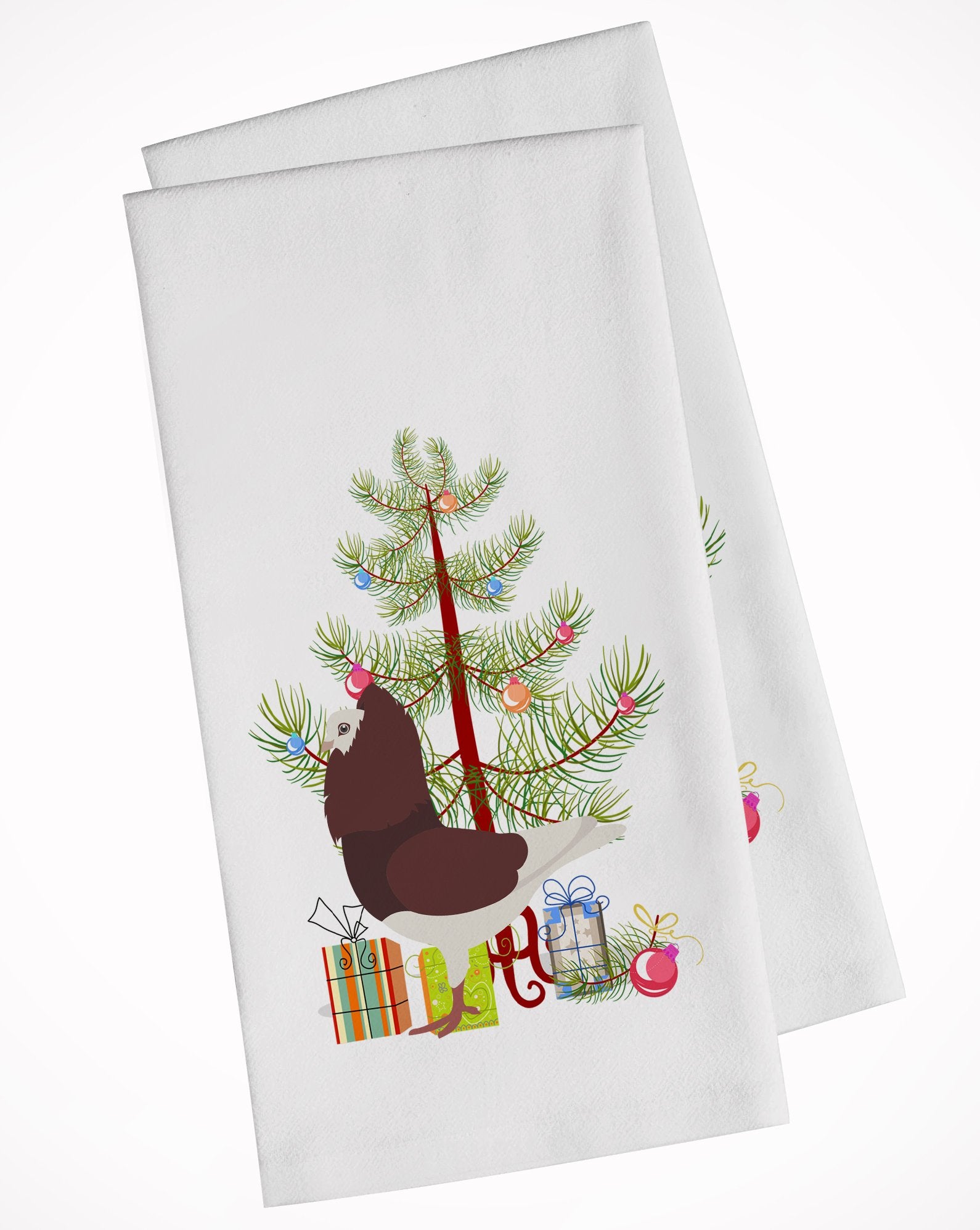 Capuchin Red Pigeon Christmas White Kitchen Towel Set of 2 BB9315WTKT by Caroline's Treasures
