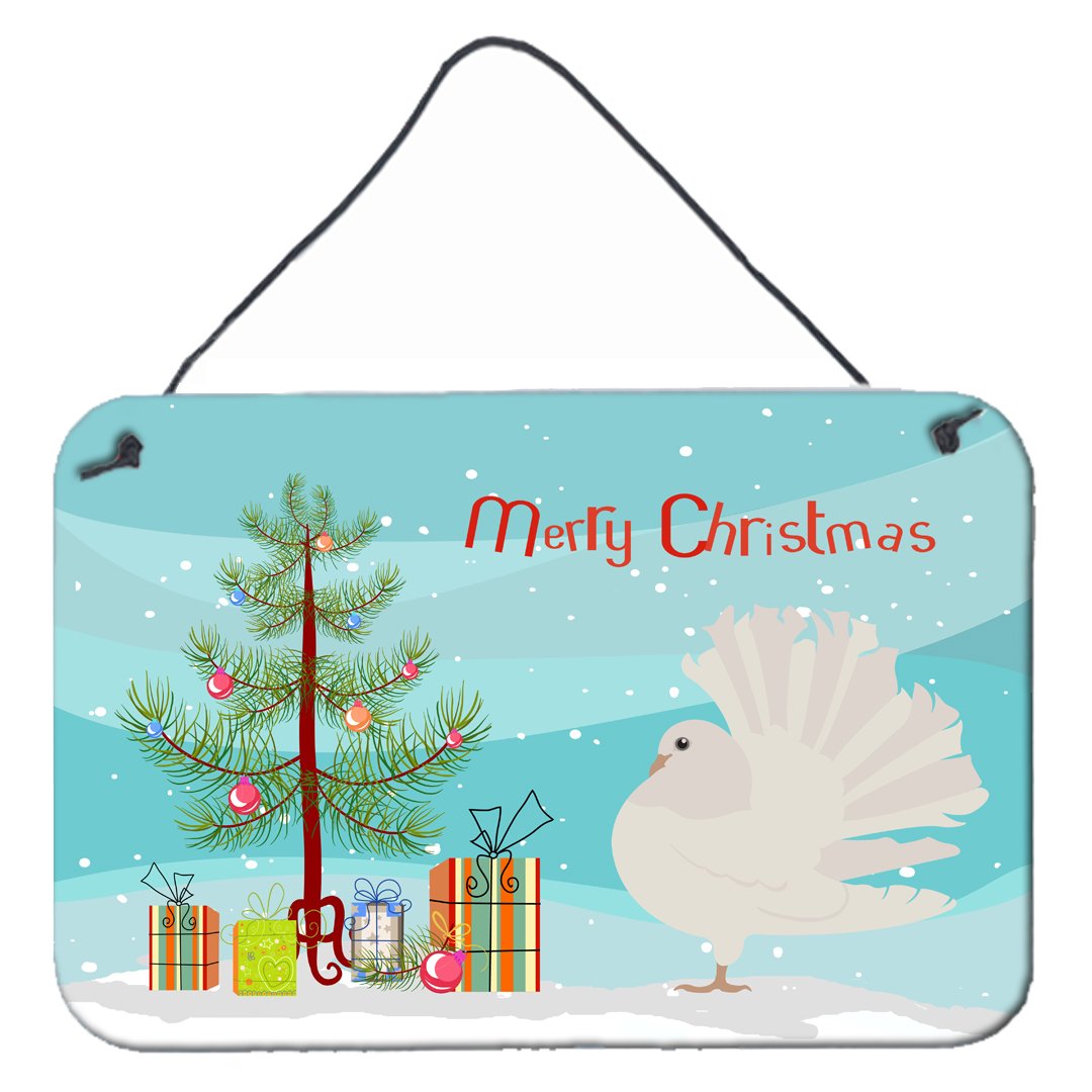 Silver Fantail Pigeon Christmas Wall or Door Hanging Prints BB9317DS812 by Caroline's Treasures