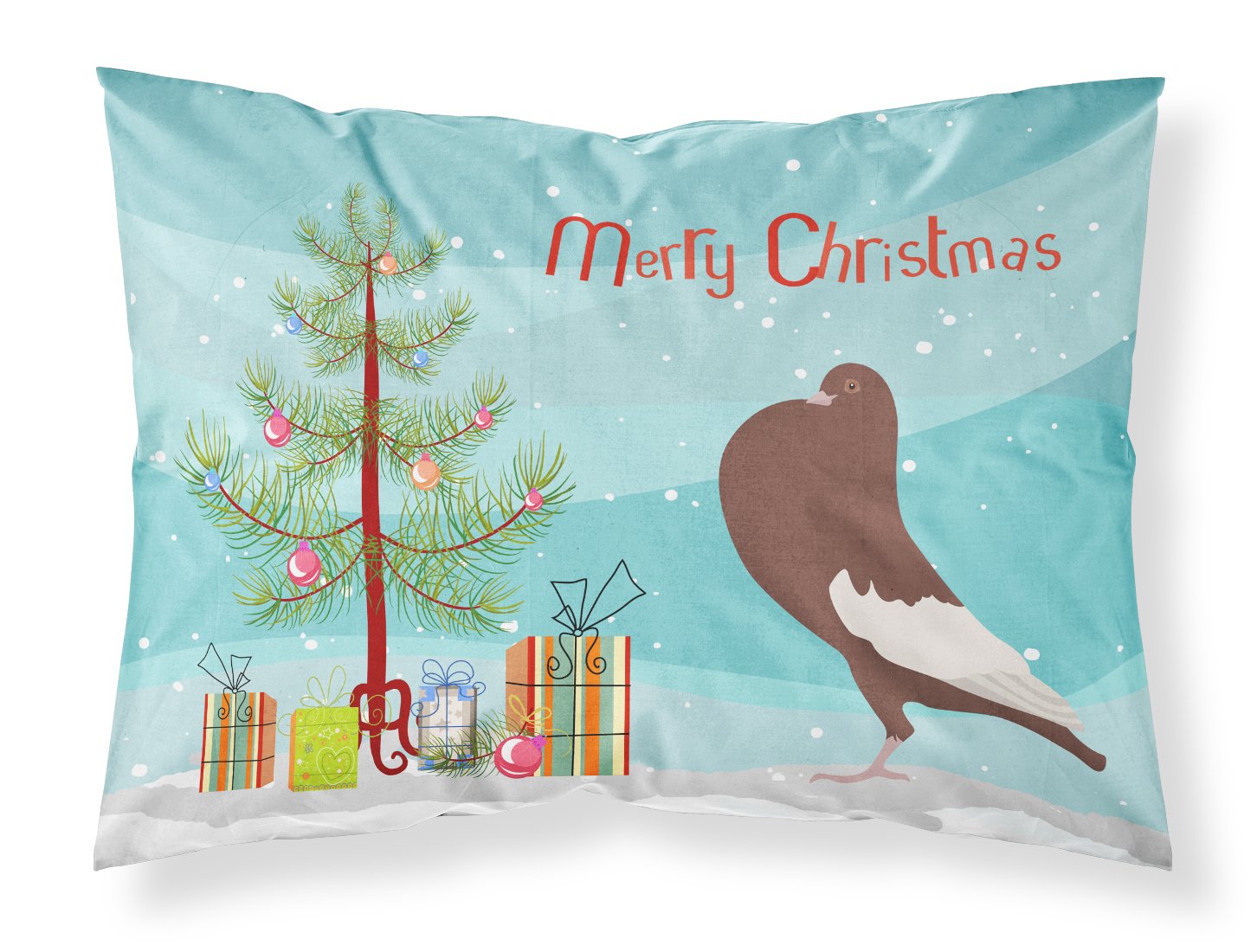 English Pouter Pigeon Christmas Fabric Standard Pillowcase BB9321PILLOWCASE by Caroline's Treasures