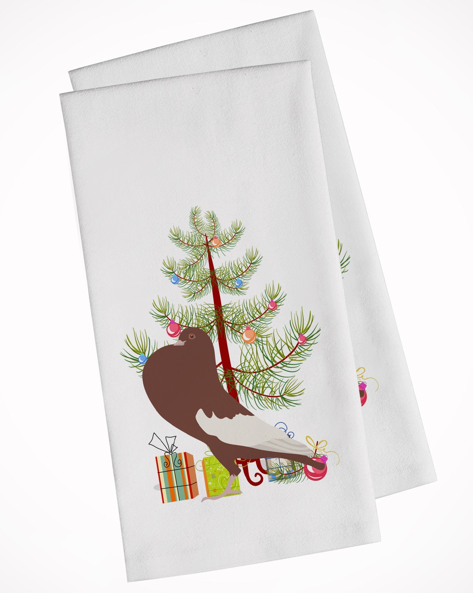 English Pouter Pigeon Christmas White Kitchen Towel Set of 2 BB9321WTKT by Caroline's Treasures