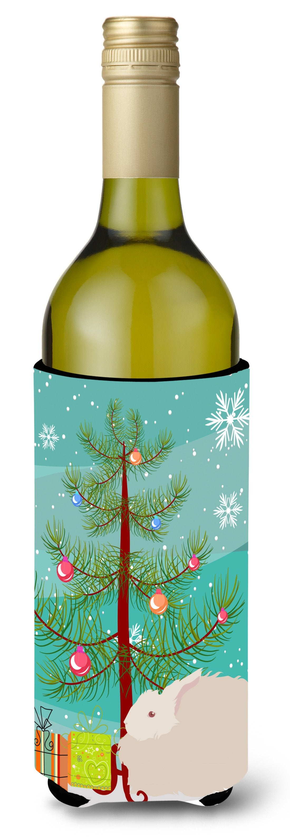 Fluffy Angora Rabbit Christmas Wine Bottle Beverge Insulator Hugger BB9326LITERK by Caroline's Treasures