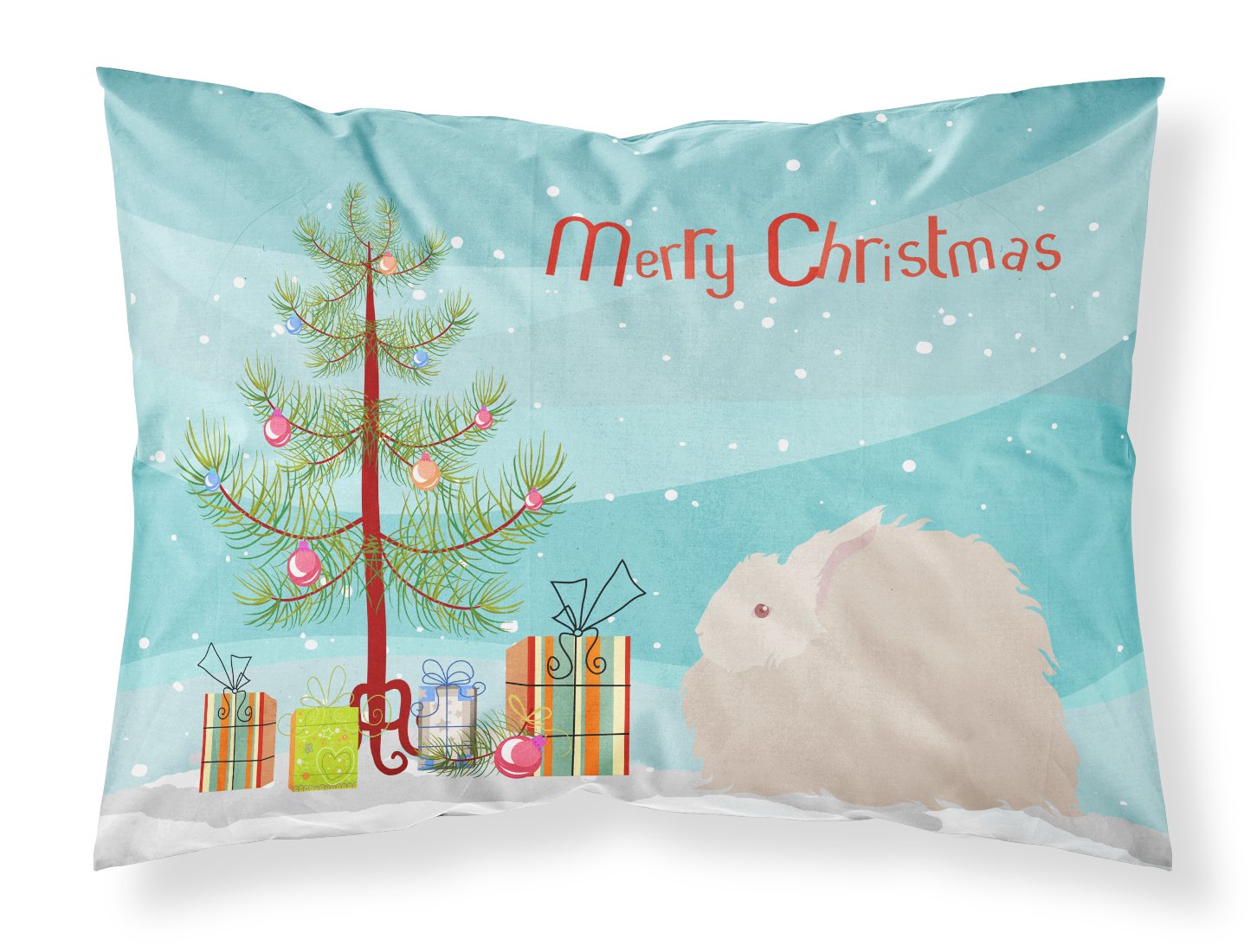 Fluffy Angora Rabbit Christmas Fabric Standard Pillowcase BB9326PILLOWCASE by Caroline's Treasures