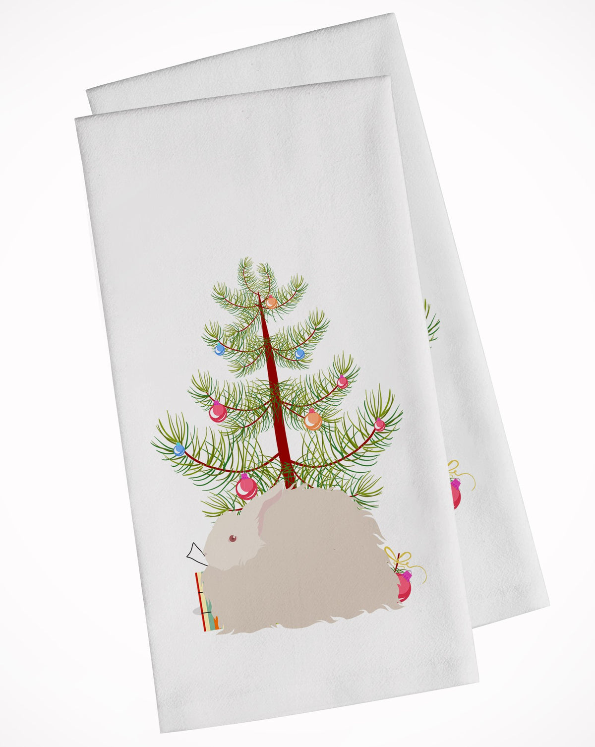 Fluffy Angora Rabbit Christmas White Kitchen Towel Set of 2 BB9326WTKT by Caroline&#39;s Treasures