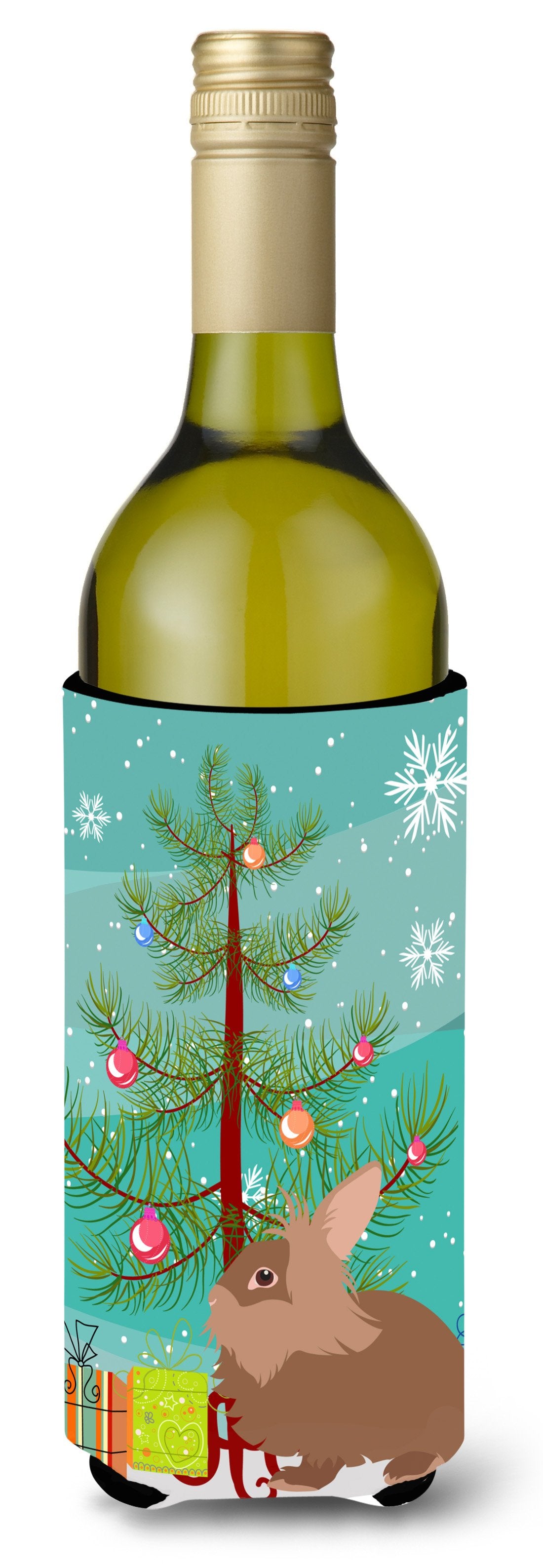 Lionhead Rabbit Christmas Wine Bottle Beverge Insulator Hugger BB9327LITERK by Caroline's Treasures