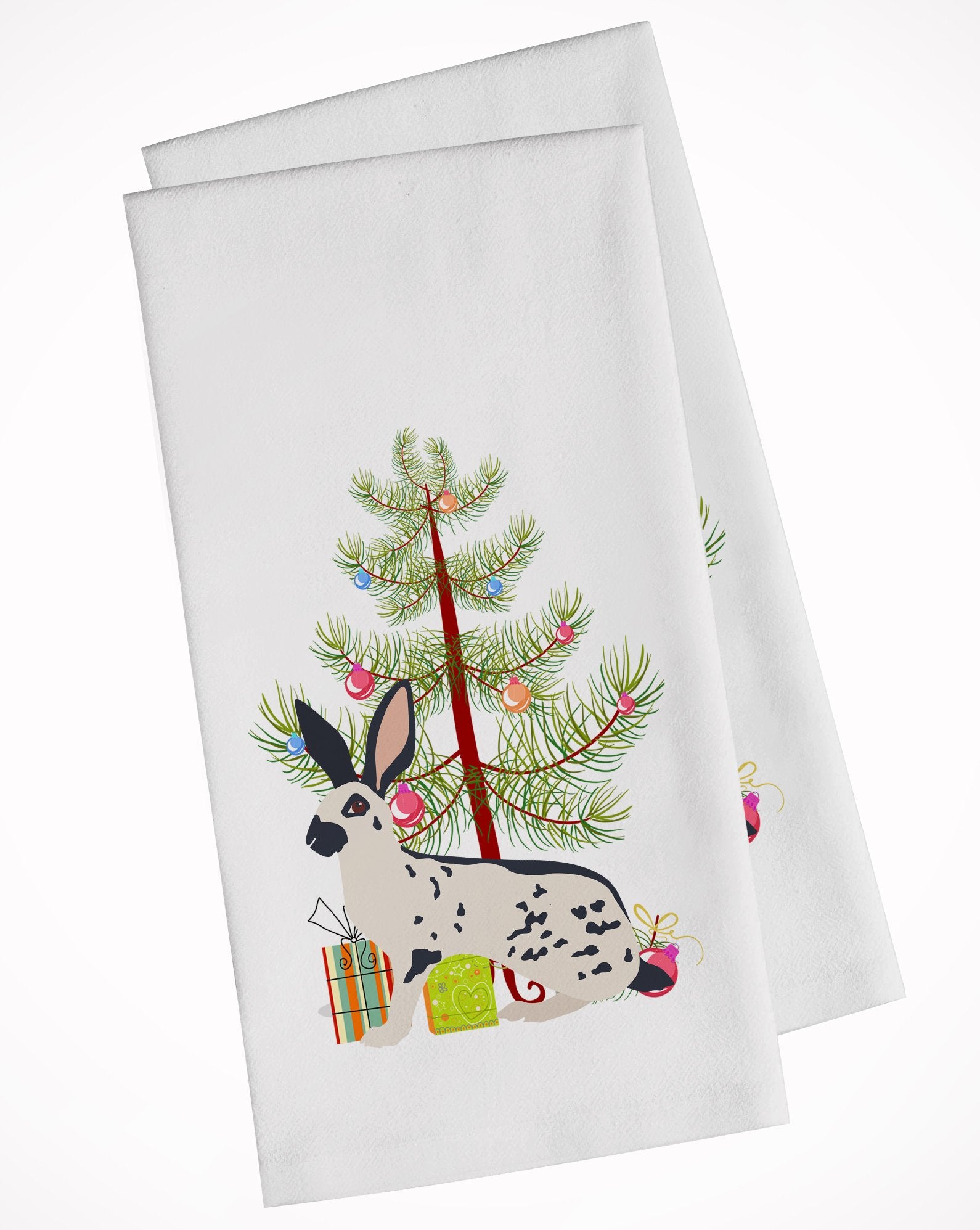 English Spot Rabbit Christmas White Kitchen Towel Set of 2 BB9328WTKT by Caroline's Treasures