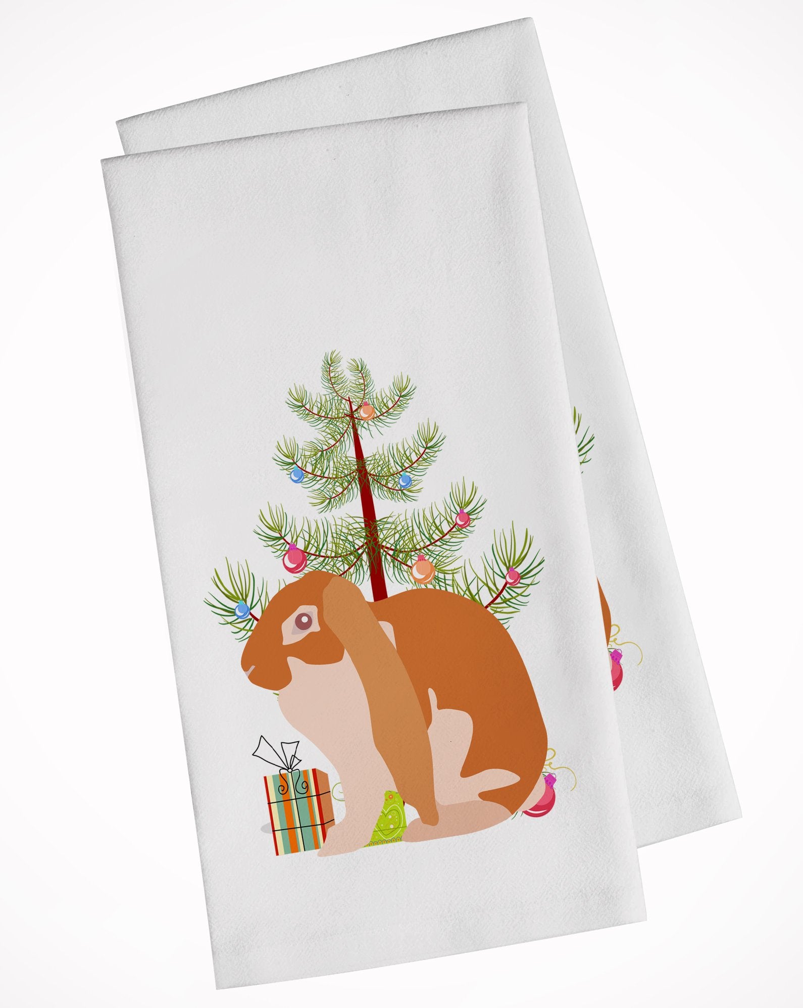 English Lop Rabbit Christmas White Kitchen Towel Set of 2 BB9329WTKT by Caroline's Treasures