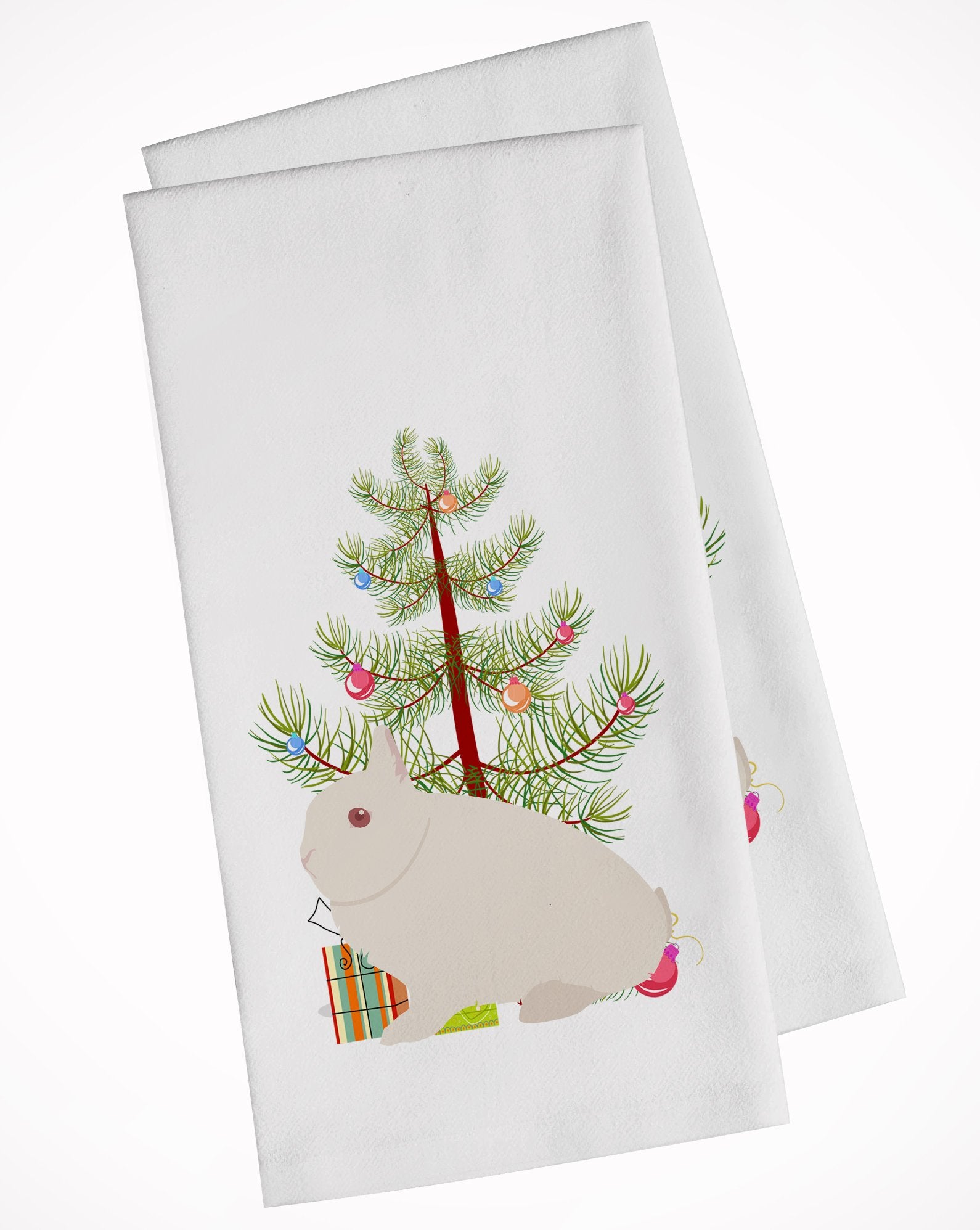 Hermelin Rabbit Christmas White Kitchen Towel Set of 2 BB9331WTKT by Caroline's Treasures