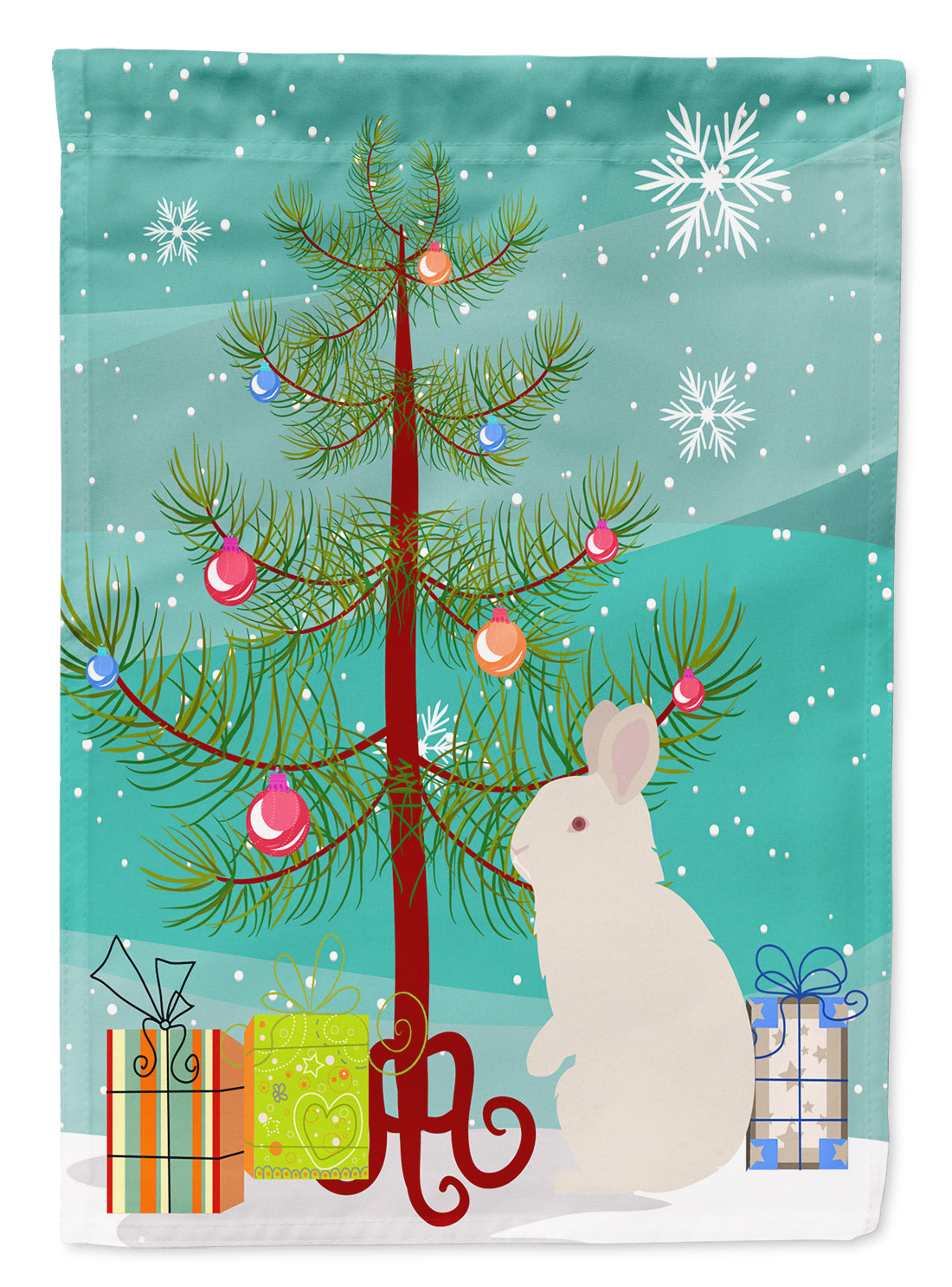 New Zealand White Rabbit Christmas Flag Canvas House Size BB9332CHF