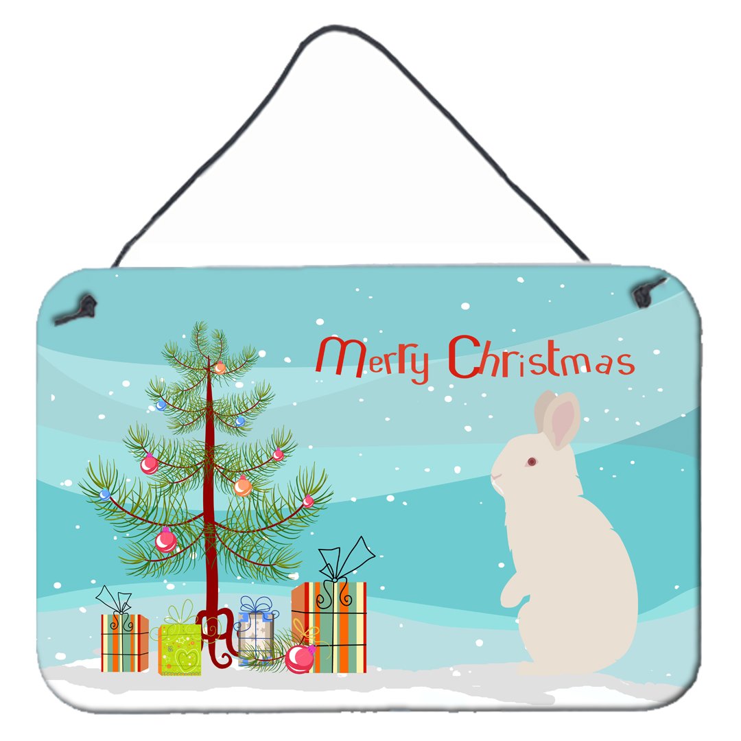 New Zealand White Rabbit Christmas Wall or Door Hanging Prints BB9332DS812 by Caroline's Treasures