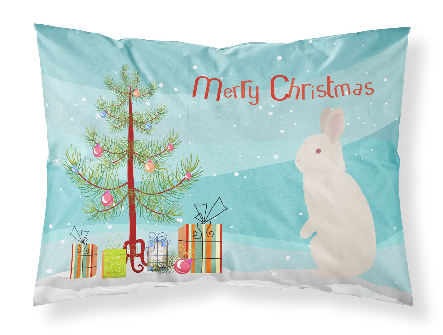 New Zealand White Rabbit Christmas Fabric Standard Pillowcase BB9332PILLOWCASE by Caroline's Treasures