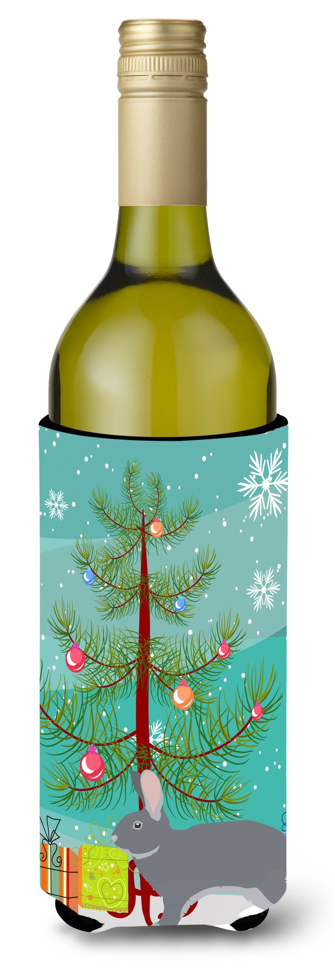 Giant Chinchilla Rabbit Christmas Wine Bottle Beverge Insulator Hugger BB9333LITERK by Caroline's Treasures