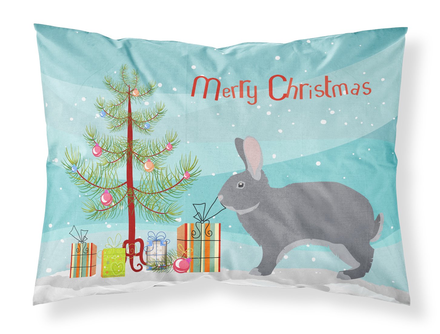 Giant Chinchilla Rabbit Christmas Fabric Standard Pillowcase BB9333PILLOWCASE by Caroline's Treasures