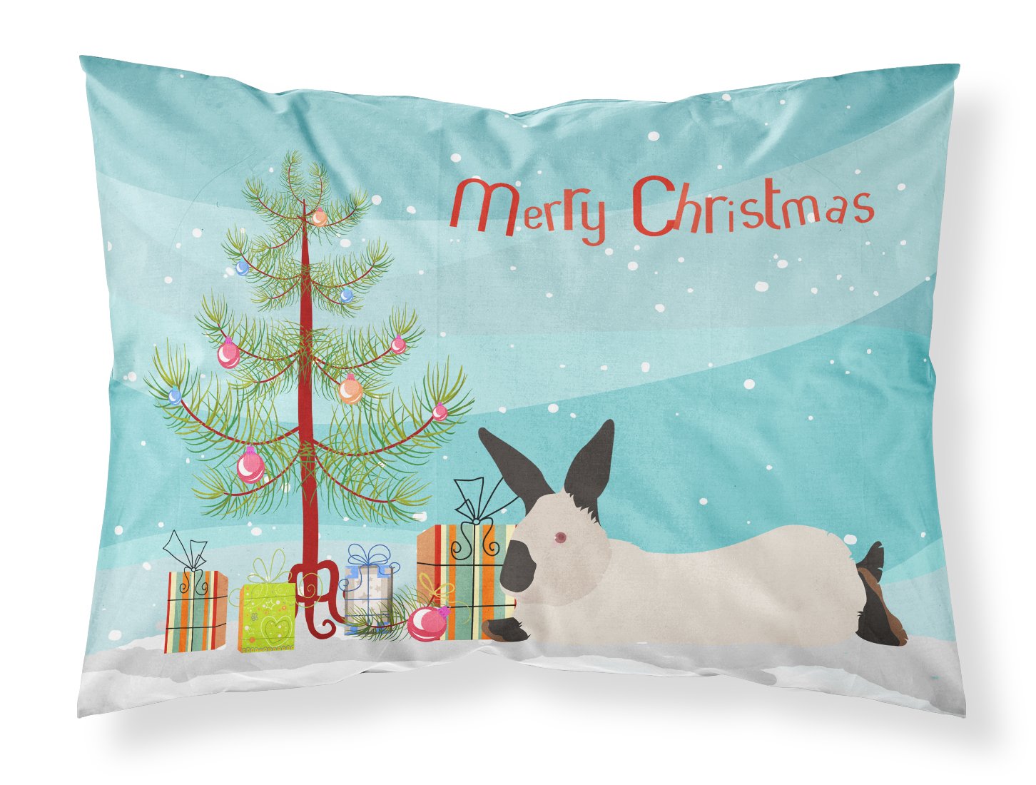 California White Rabbit Christmas Fabric Standard Pillowcase BB9334PILLOWCASE by Caroline's Treasures