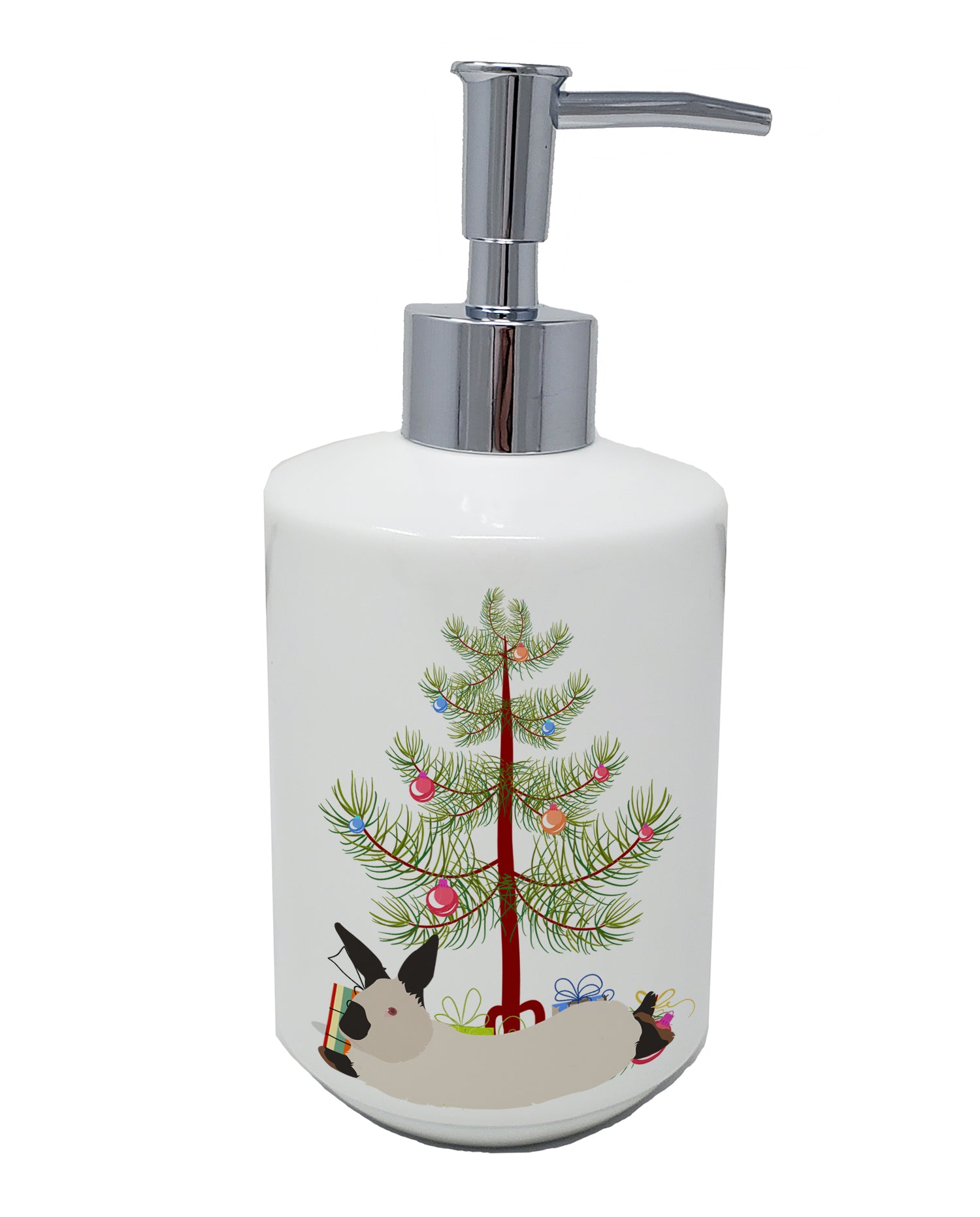Buy this California White Rabbit Christmas Ceramic Soap Dispenser