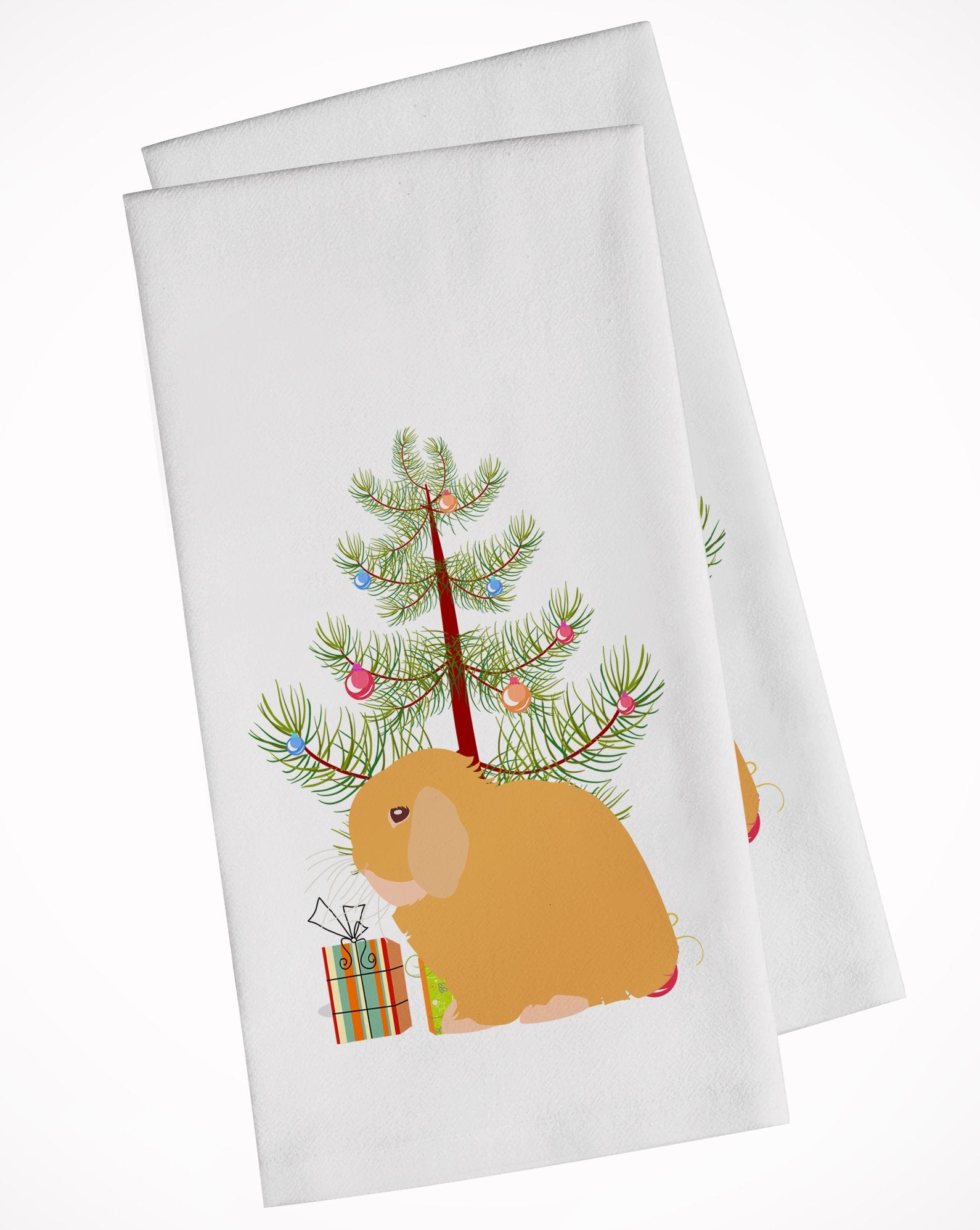 Holland Lop Rabbit Christmas White Kitchen Towel Set of 2 BB9335WTKT by Caroline's Treasures