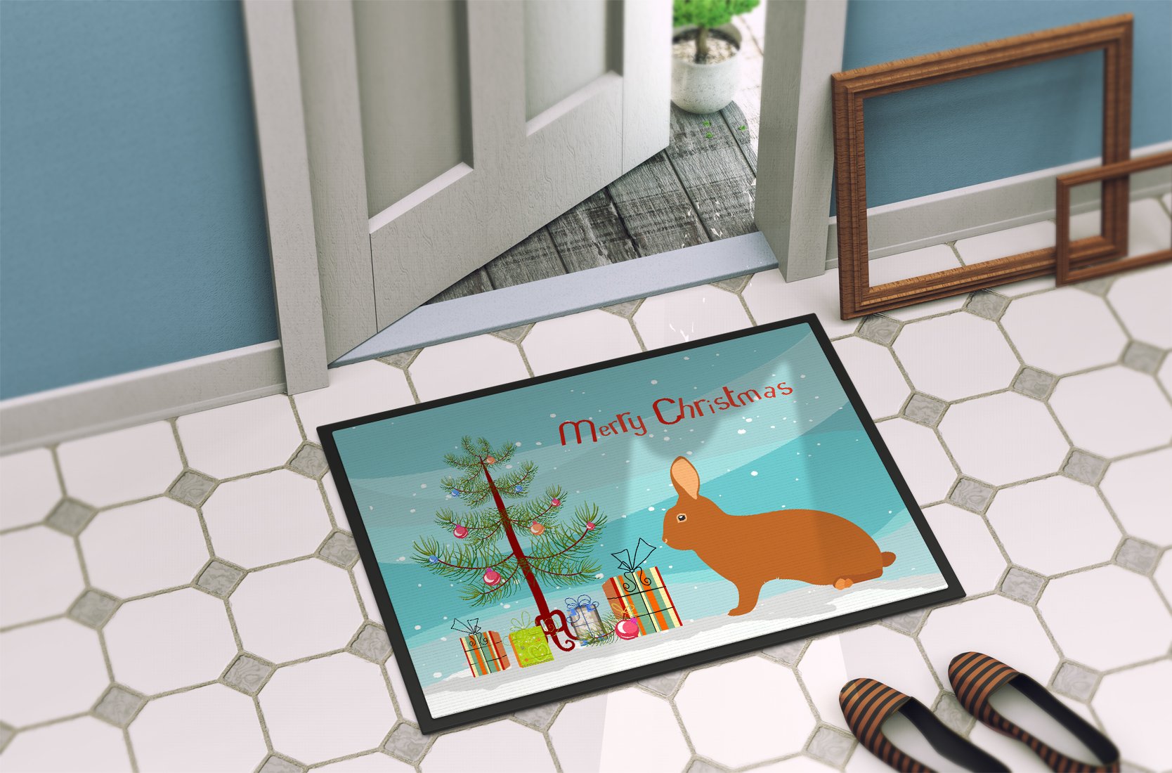 Rex Rabbit Christmas Indoor or Outdoor Mat 24x36 BB9336JMAT by Caroline's Treasures