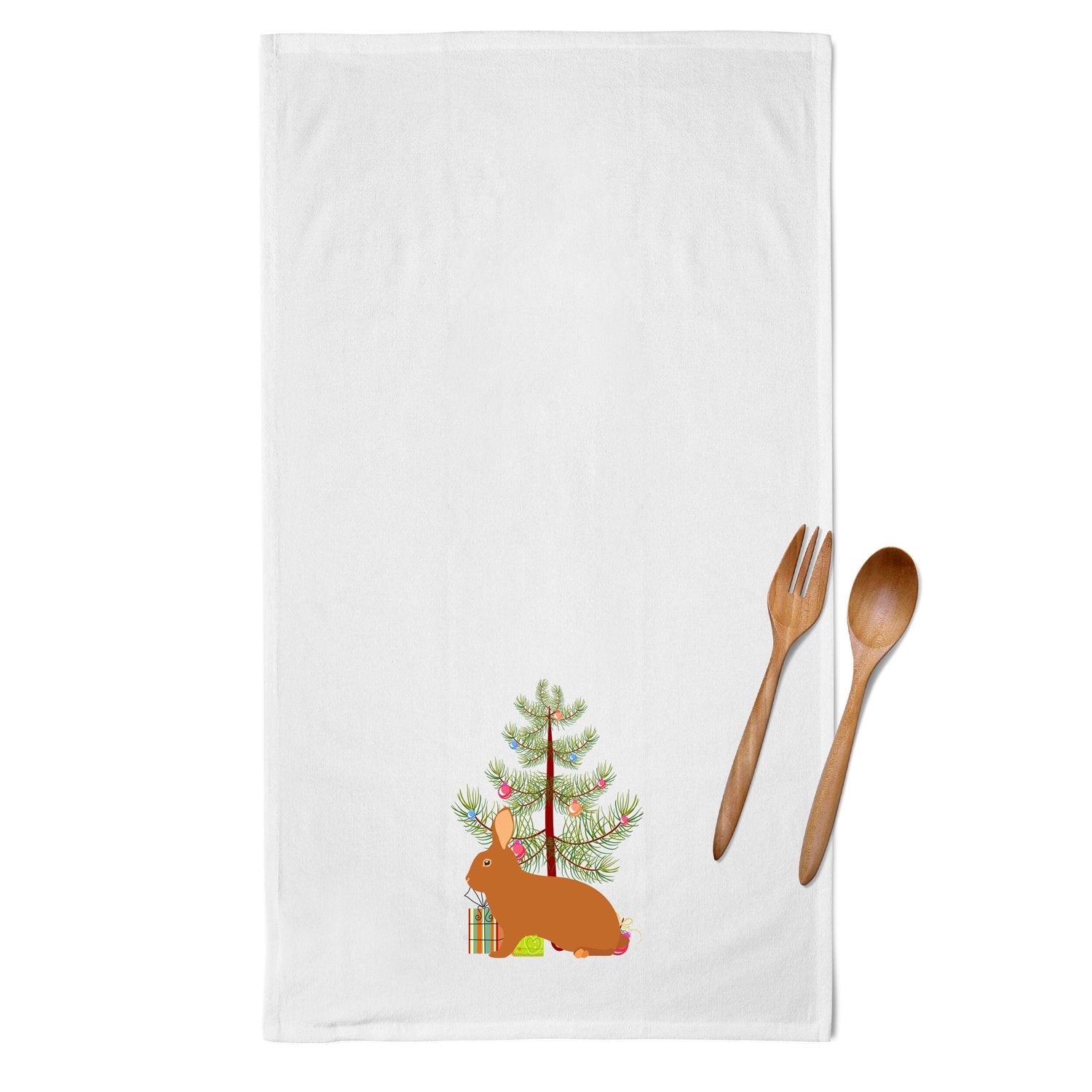 Rex Rabbit Christmas White Kitchen Towel Set of 2 BB9336WTKT by Caroline's Treasures