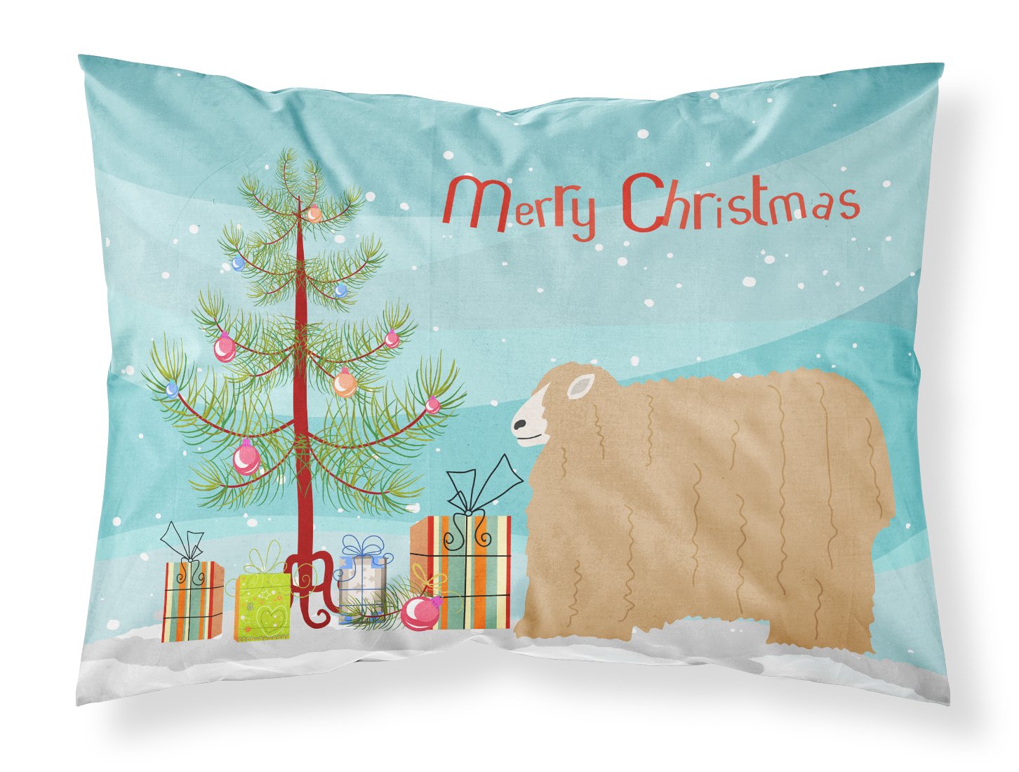 Lincoln Longwool Sheep Christmas Fabric Standard Pillowcase BB9338PILLOWCASE by Caroline's Treasures