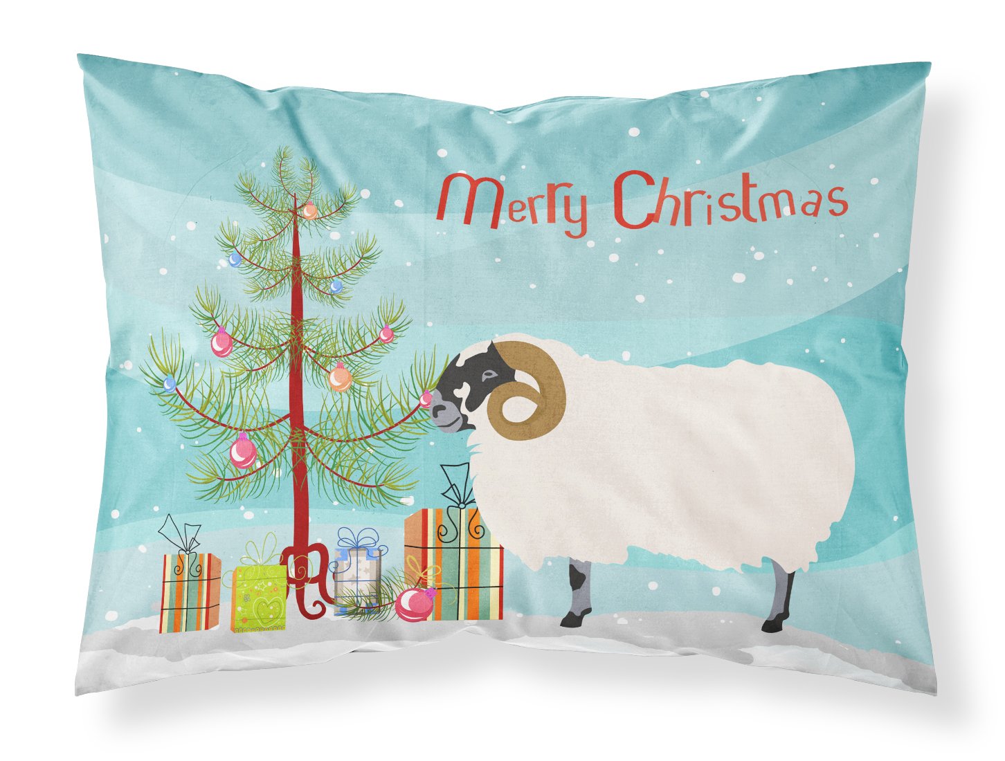 Scottish Blackface Sheep Christmas Fabric Standard Pillowcase BB9340PILLOWCASE by Caroline's Treasures