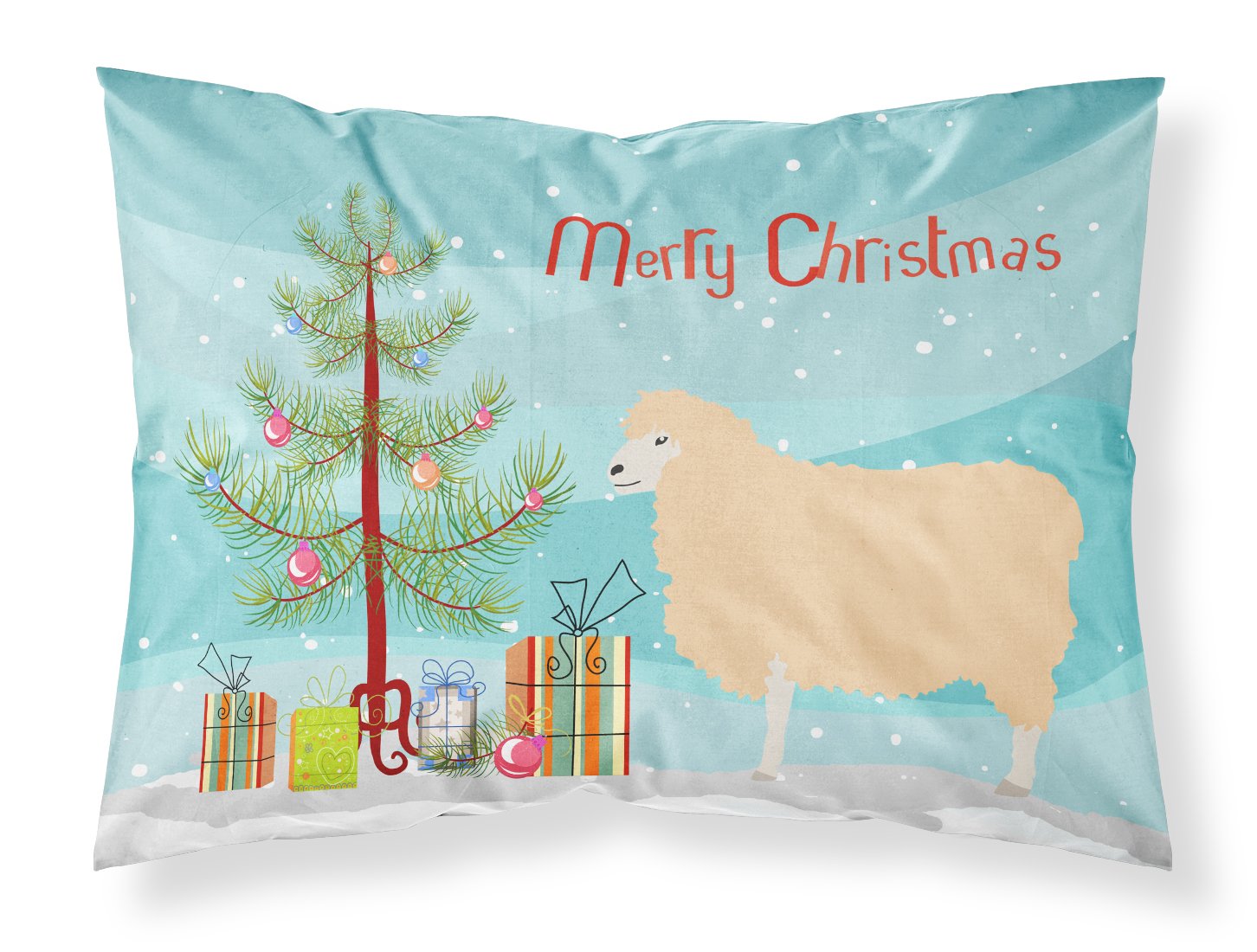 English Leicester Longwool Sheep Christmas Fabric Standard Pillowcase BB9341PILLOWCASE by Caroline's Treasures