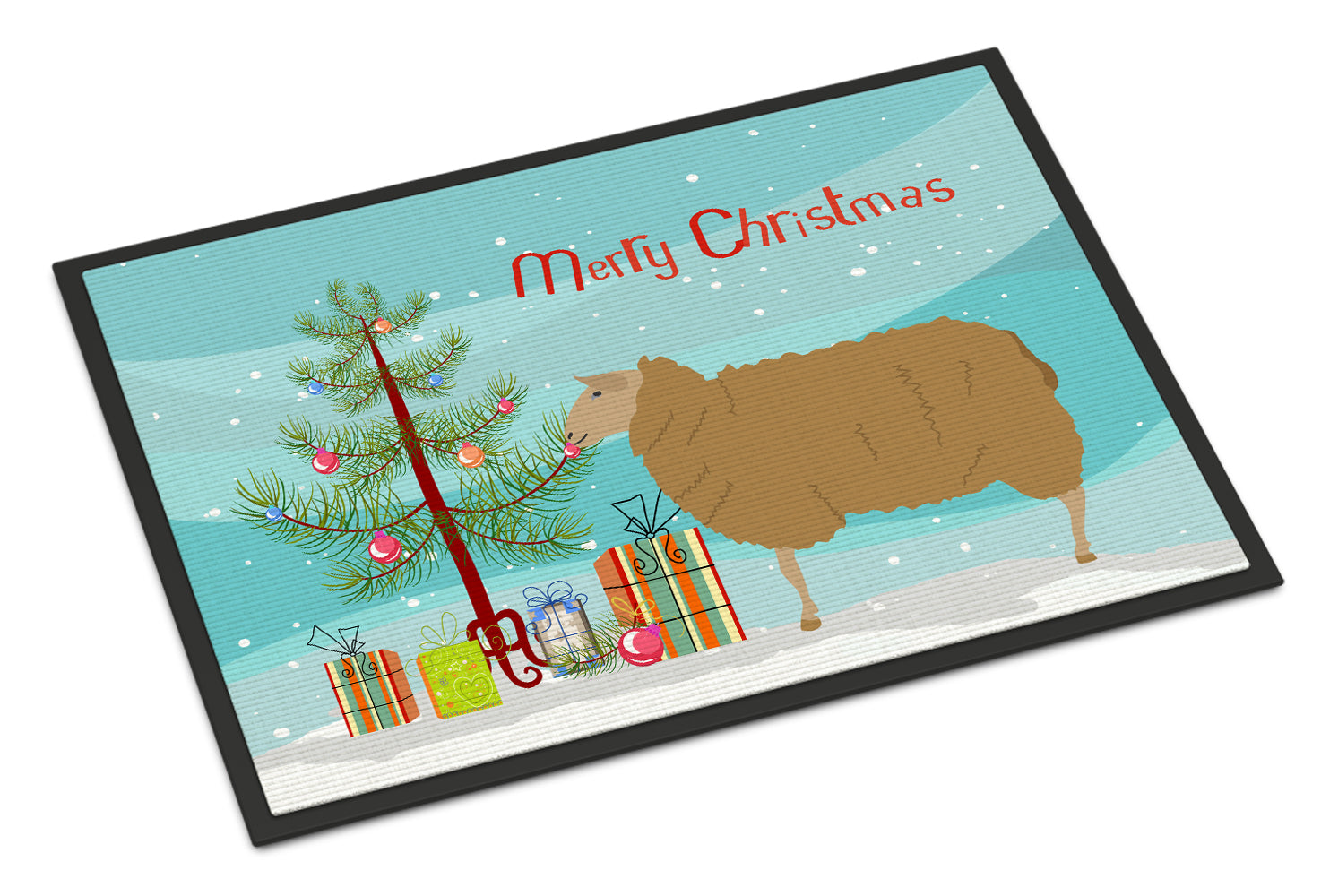 East Friesian Sheep Christmas Indoor or Outdoor Mat 18x27 BB9344MAT - the-store.com