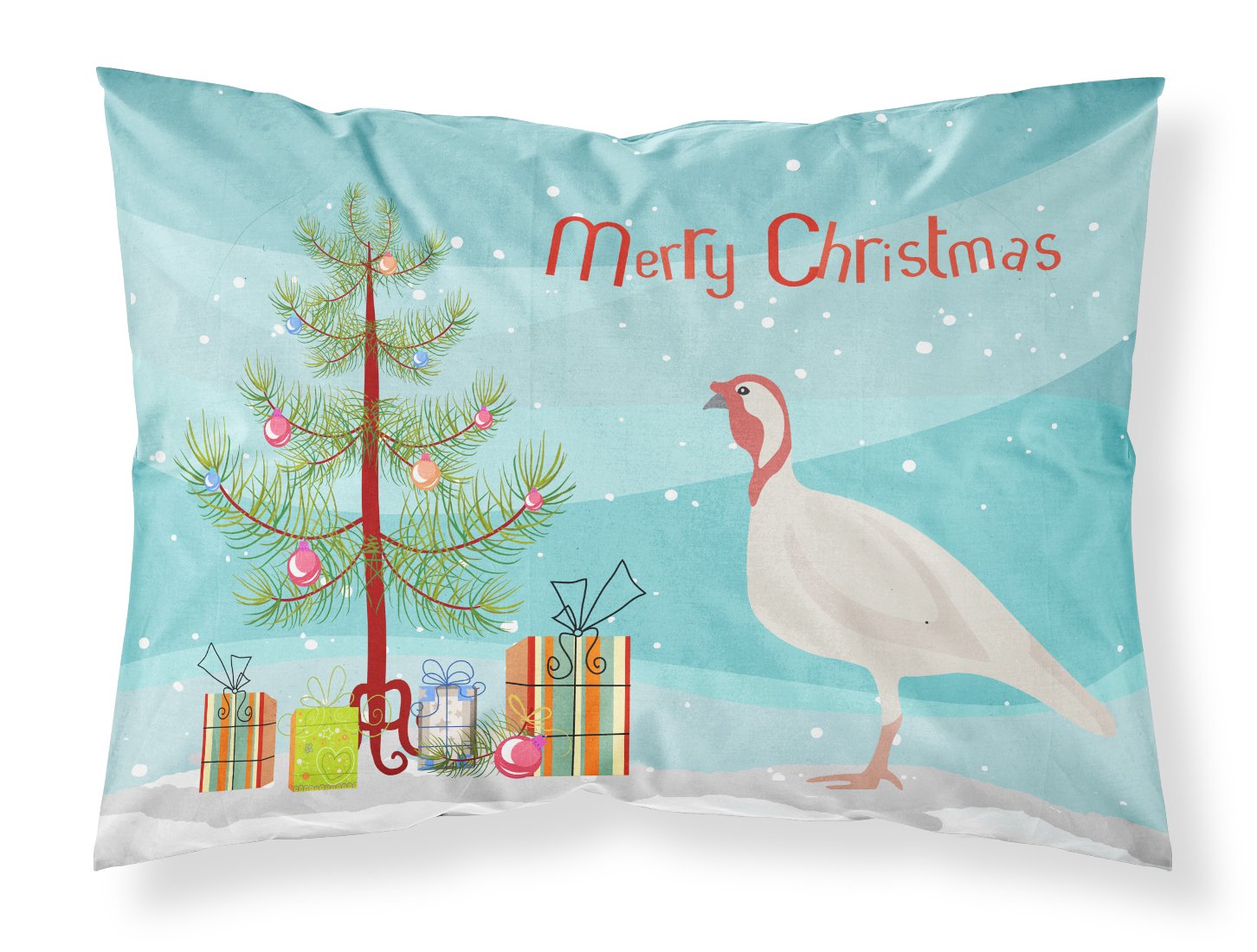 Beltsville Small White Turkey Hen Christmas Fabric Standard Pillowcase BB9356PILLOWCASE by Caroline's Treasures