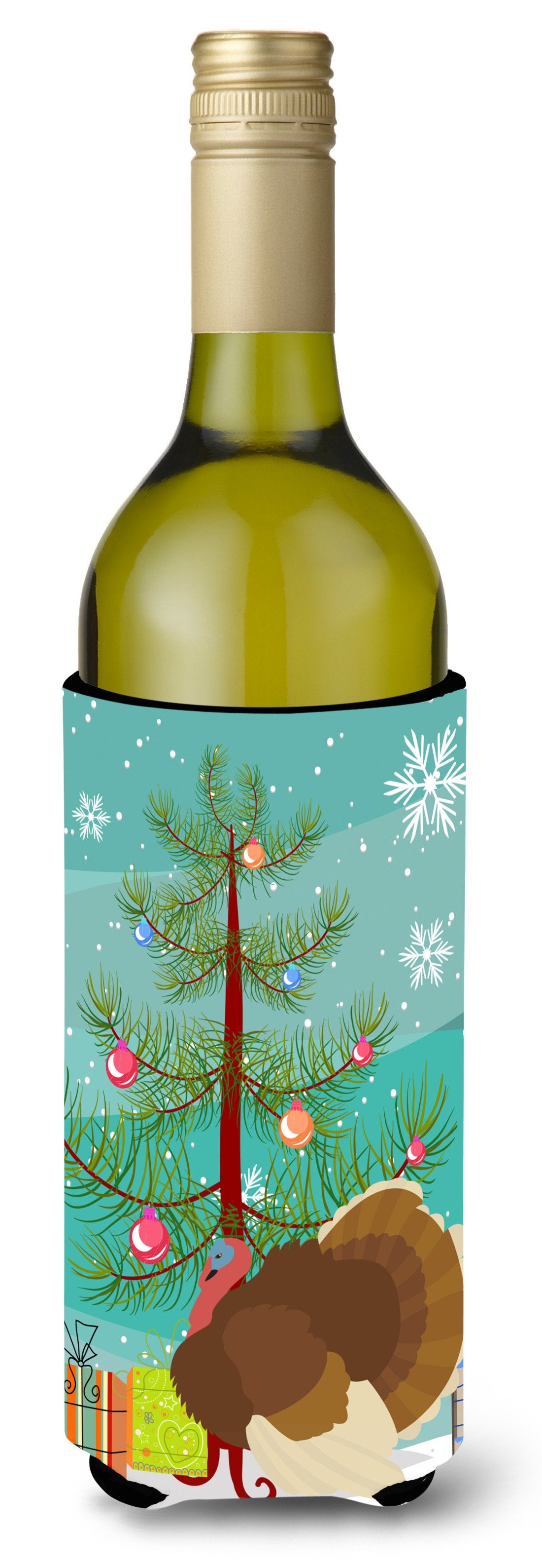 French Turkey Dindon Christmas Wine Bottle Beverge Insulator Hugger BB9357LITERK by Caroline's Treasures