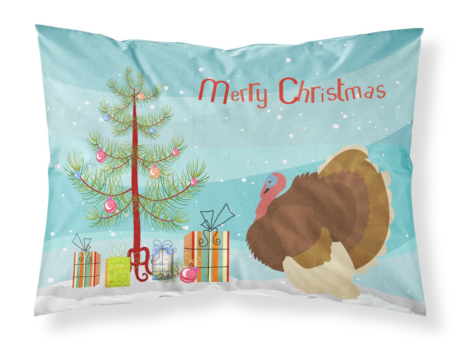 French Turkey Dindon Christmas Fabric Standard Pillowcase BB9357PILLOWCASE by Caroline's Treasures
