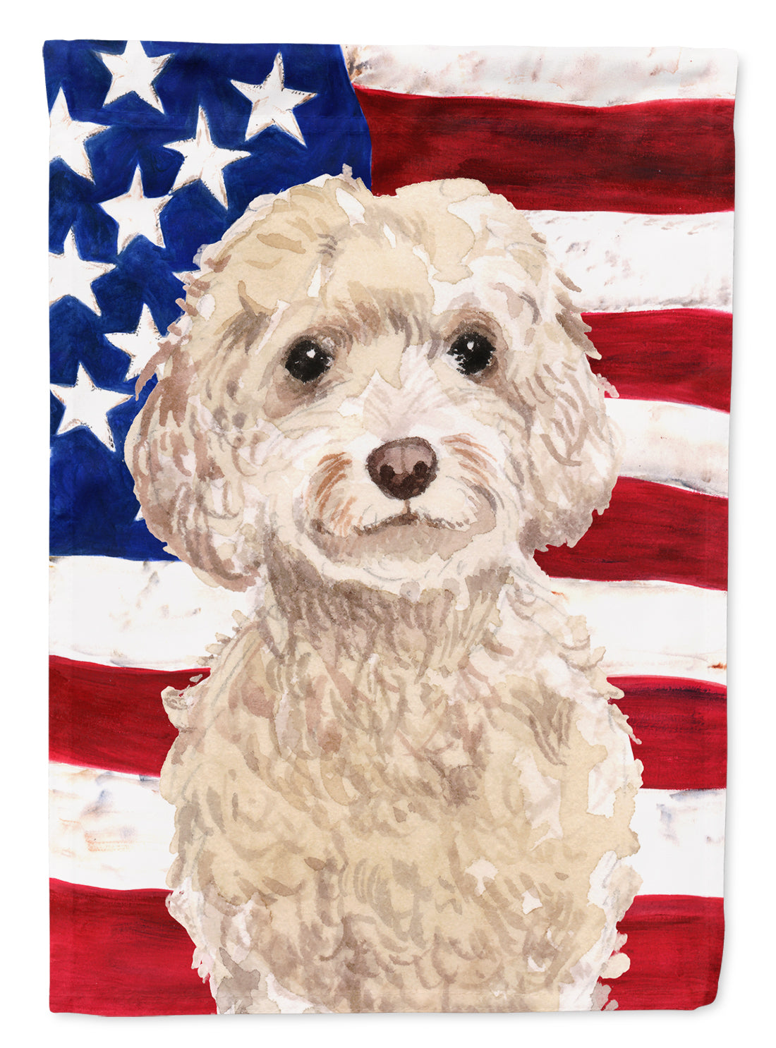 Champagne Cockapoo Patriotic Flag Canvas House Size BB9375CHF