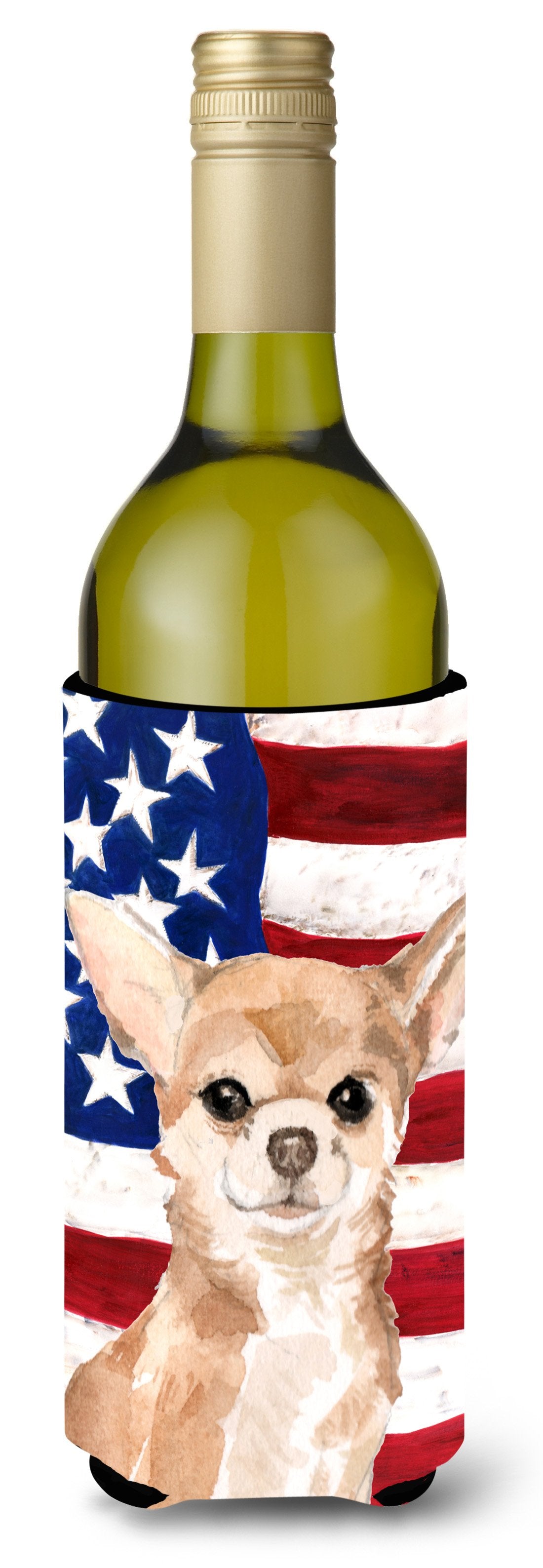 Chihuahua Patriotic Wine Bottle Beverge Insulator Hugger BB9376LITERK by Caroline's Treasures