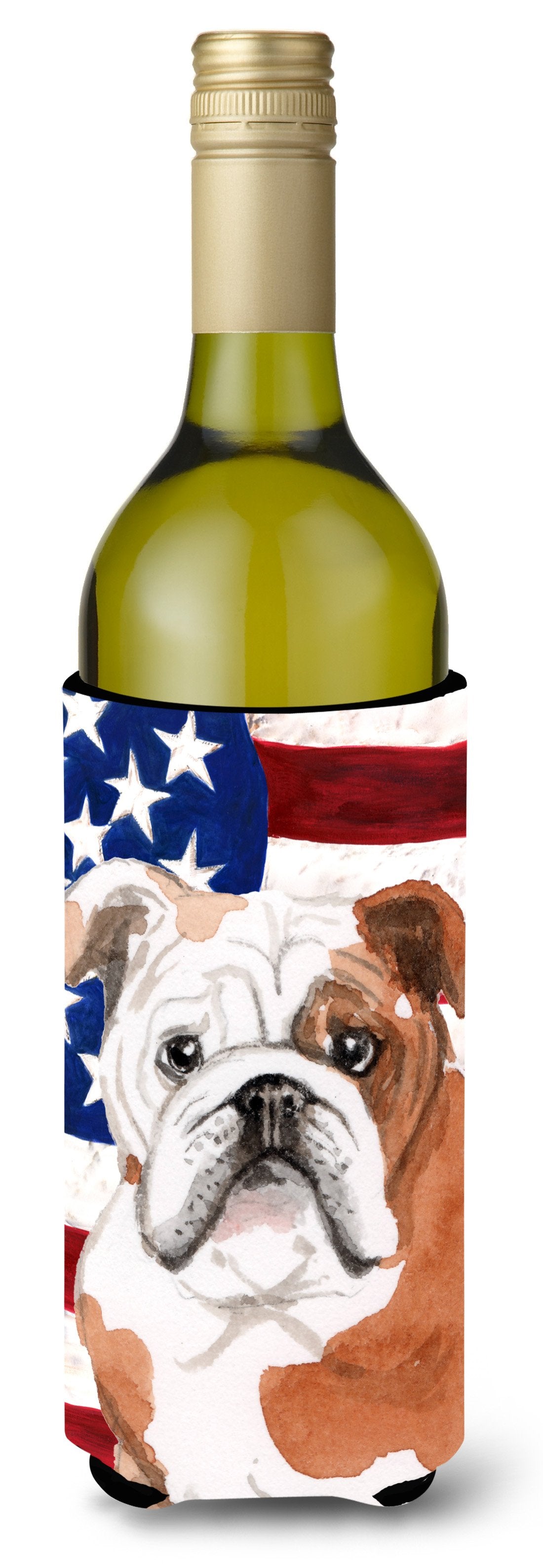 English Bulldog Patriotic Wine Bottle Beverge Insulator Hugger BB9381LITERK by Caroline's Treasures