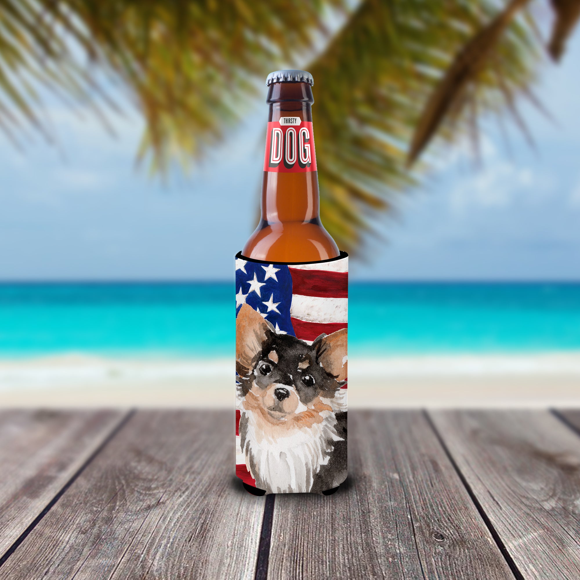 Long Haired Chihuahua Patriotic  Ultra Hugger for slim cans BB9389MUK