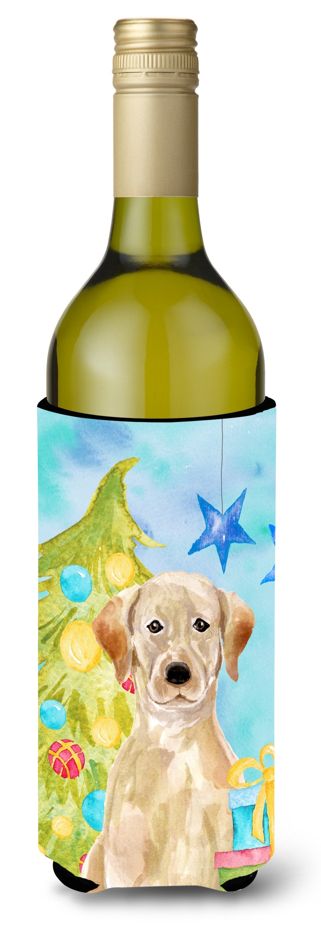 Yellow Labrador Christmas Wine Bottle Beverge Insulator Hugger BB9401LITERK by Caroline's Treasures