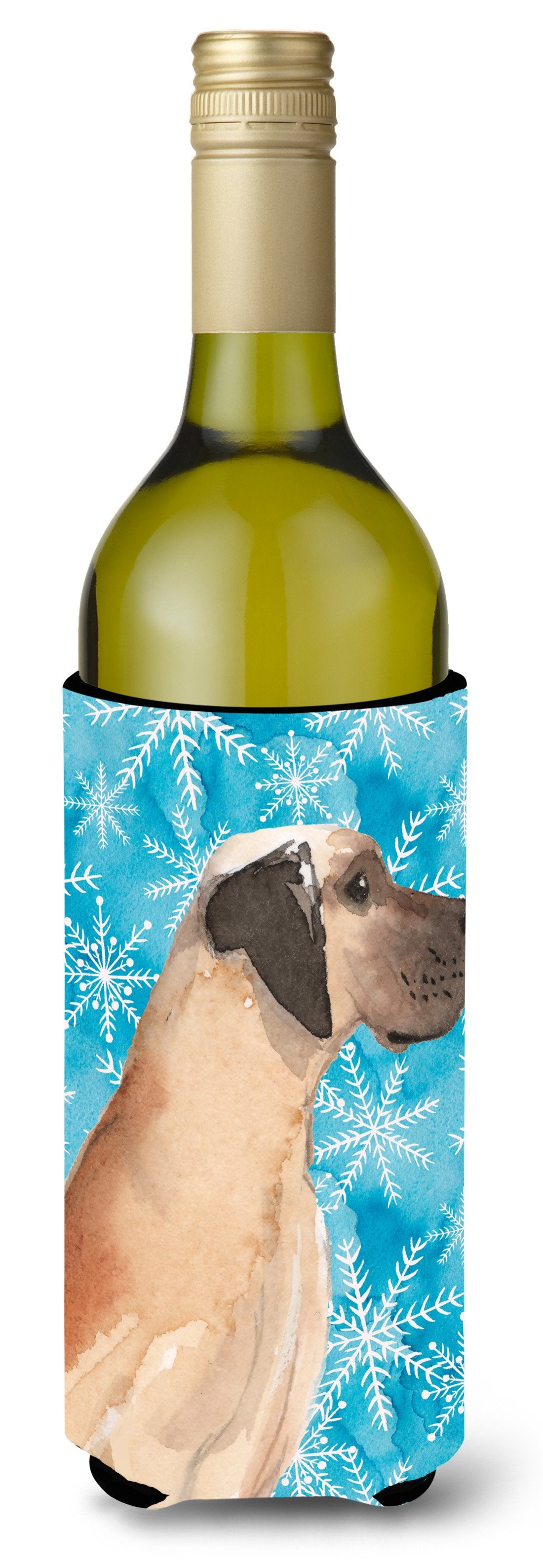 Fawn Natural Great Dane Winter Wine Bottle Beverge Insulator Hugger BB9454LITERK by Caroline's Treasures