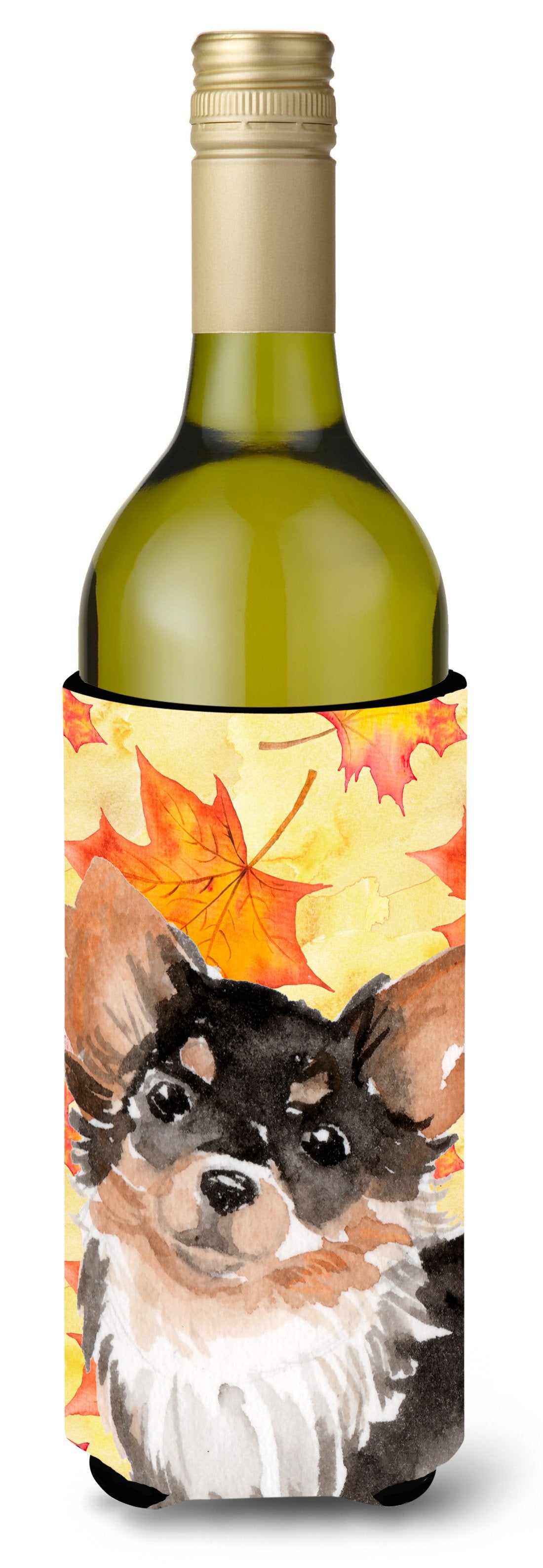 Long Haired Chihuahua Fall Wine Bottle Beverge Insulator Hugger BB9529LITERK by Caroline's Treasures
