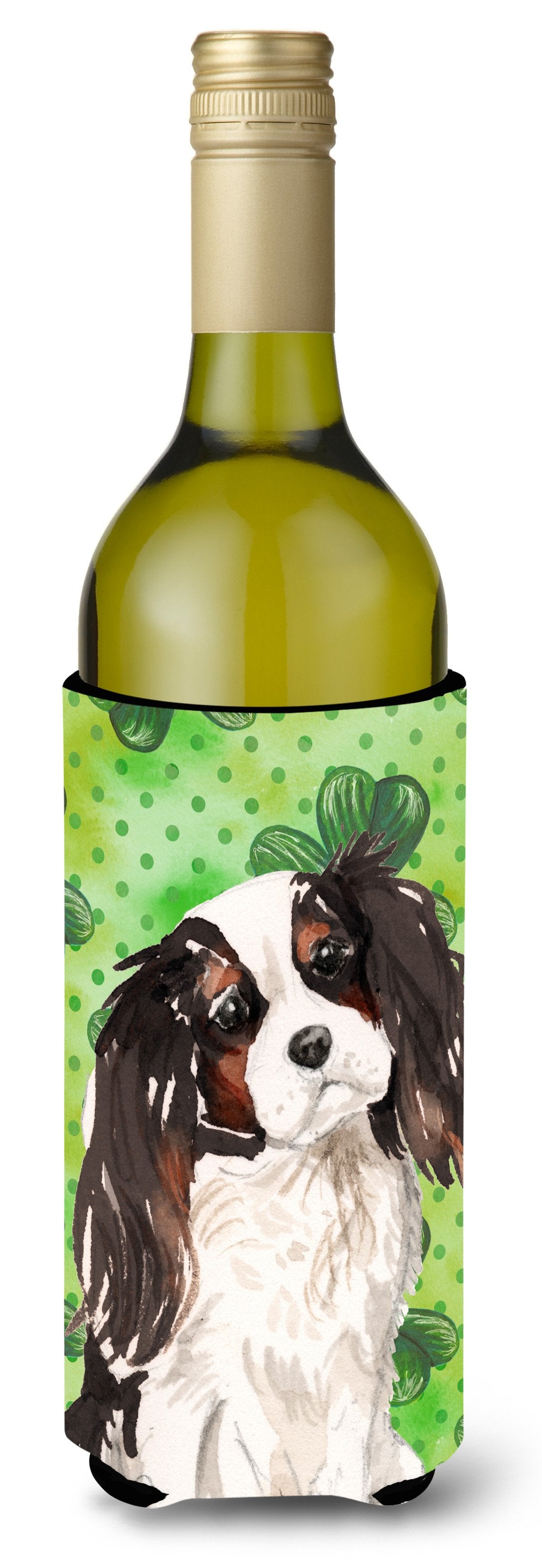 Tricolor Cavalier Spaniel St. Patrick's Wine Bottle Beverge Insulator Hugger BB9542LITERK by Caroline's Treasures