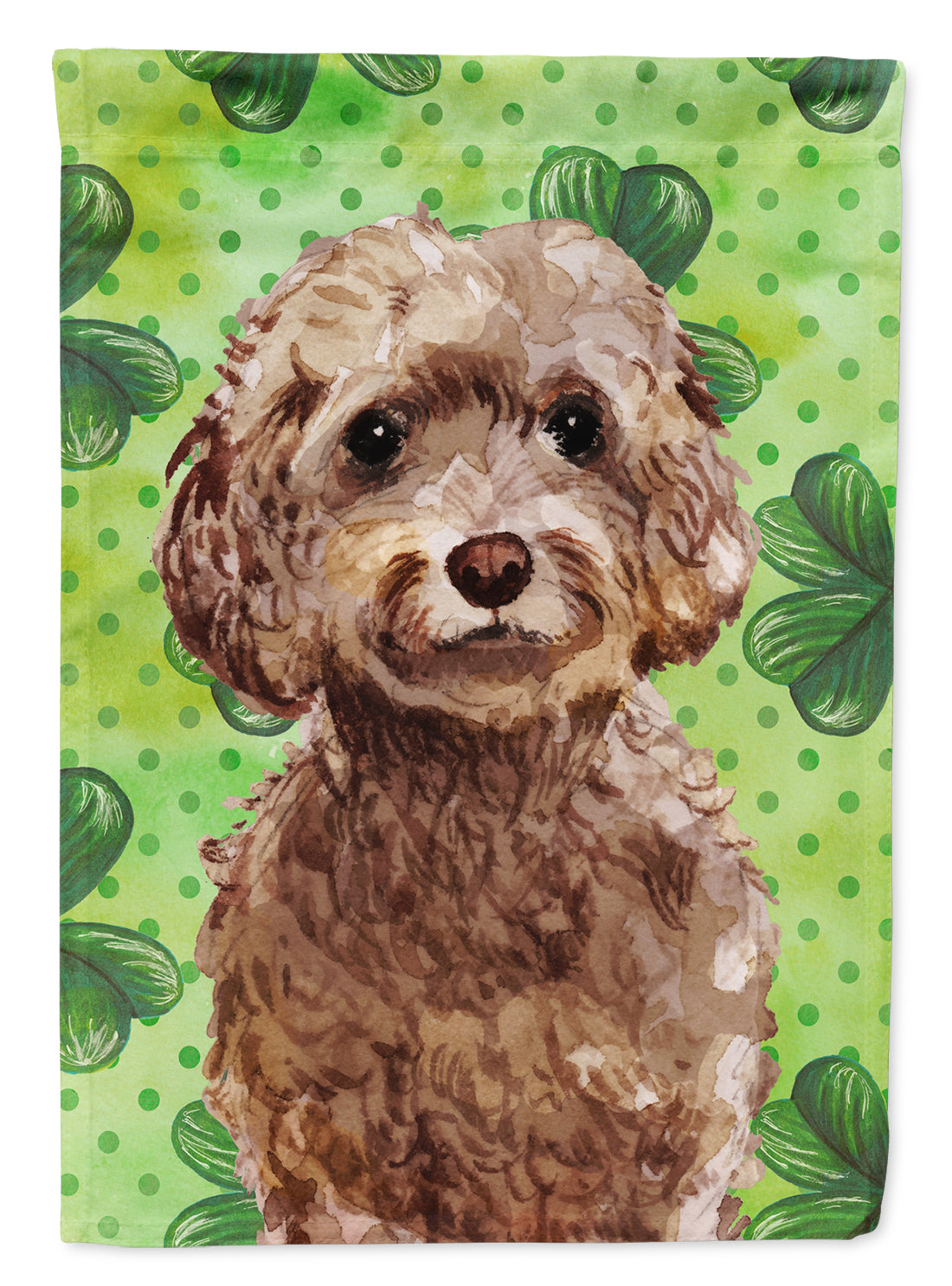 Brown Cockapoo St. Patrick's Flag Canvas House Size BB9549CHF
