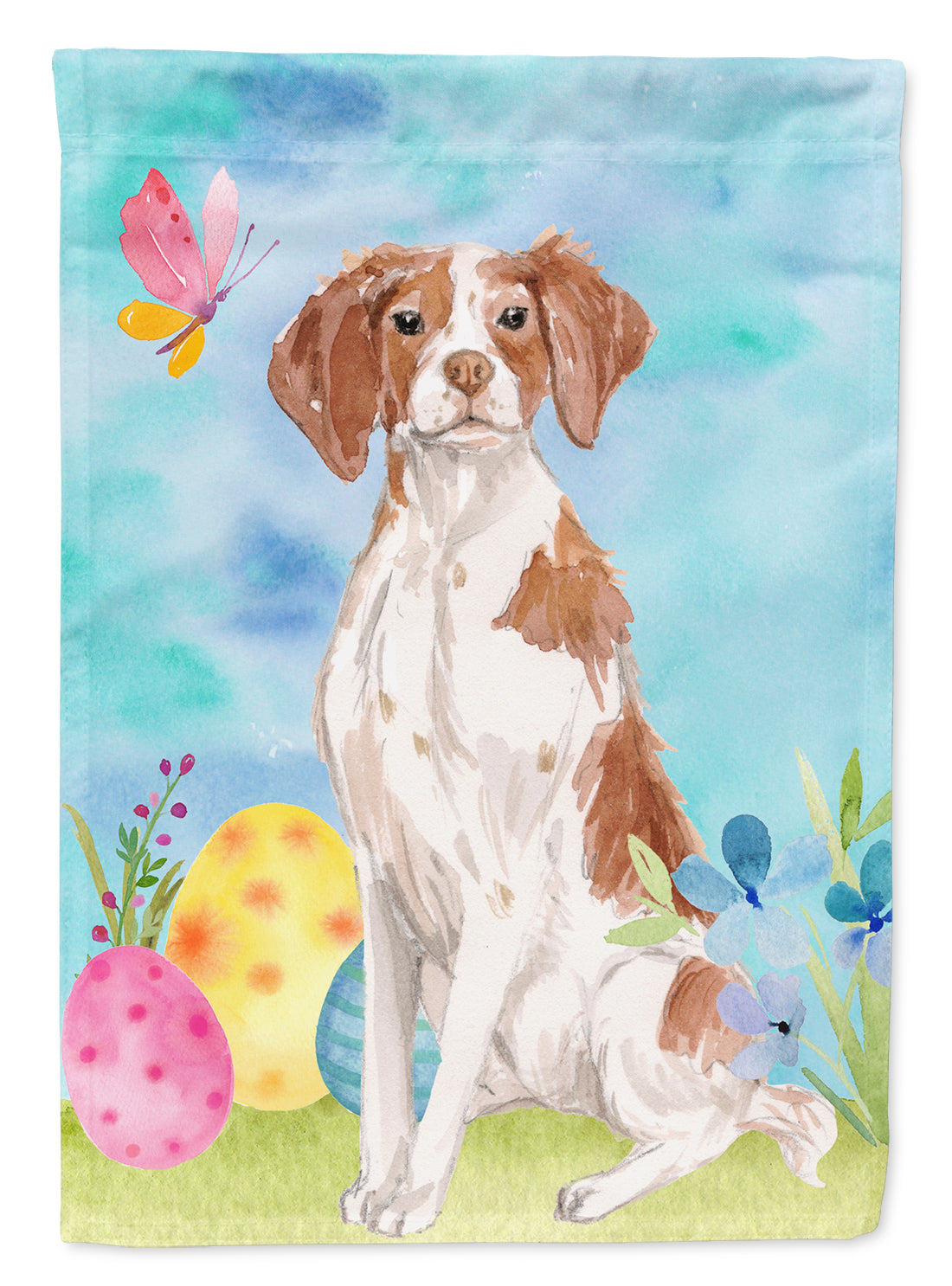 Brittany Spaniel Easter Flag Canvas House Size BB9609CHF
