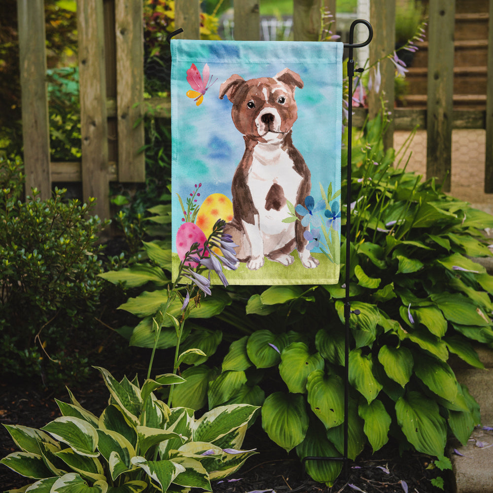 Red Staffie Bull Terrier Easter Flag Garden Size BB9636GF