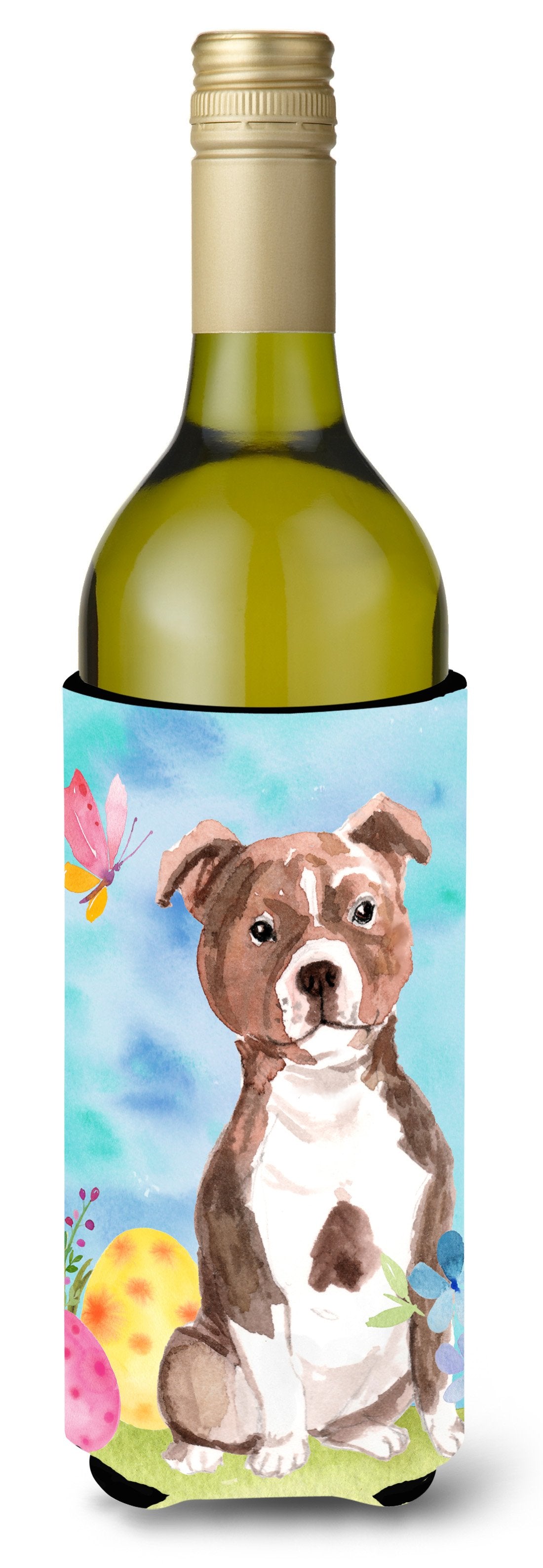 Red Staffie Bull Terrier Easter Wine Bottle Beverge Insulator Hugger BB9636LITERK by Caroline's Treasures