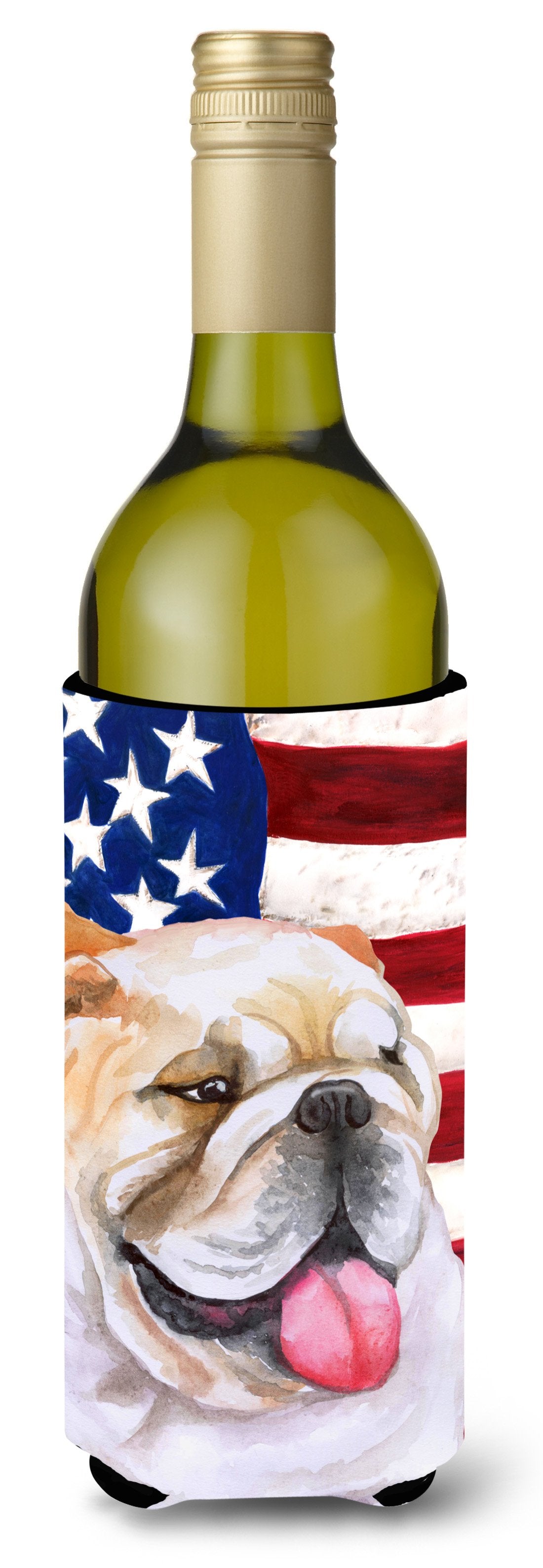 English Bulldog Patriotic Wine Bottle Beverge Insulator Hugger BB9639LITERK by Caroline's Treasures