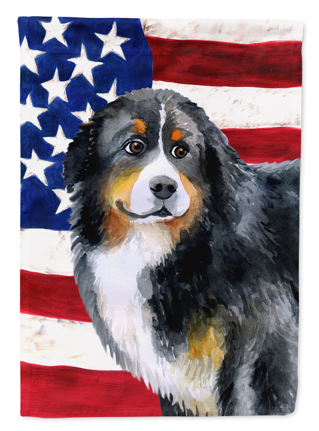 Bernese Mountain Dog Patriotic Flag Canvas House Size BB9645CHF